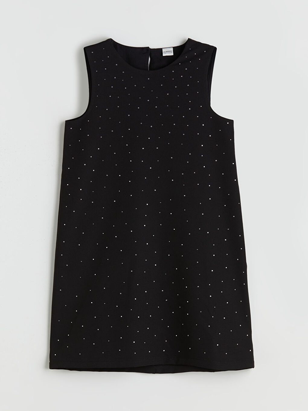 Siyah Bisiklet Yaka Taşlı Kız Çocuk Elbise-3