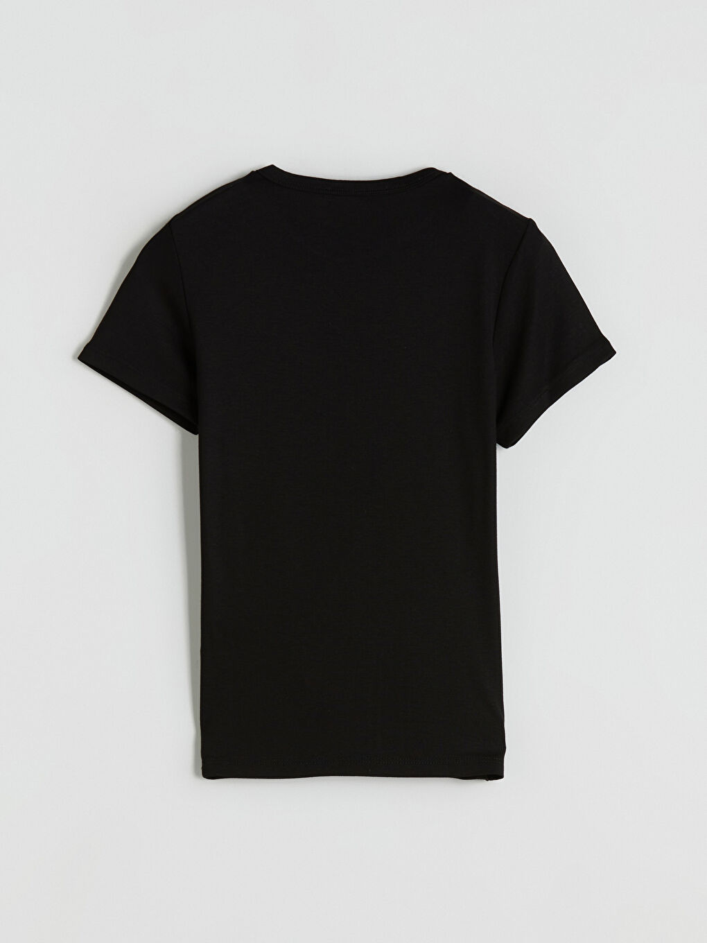 Siyah Bisiklet Yaka Kadın Tişört-5