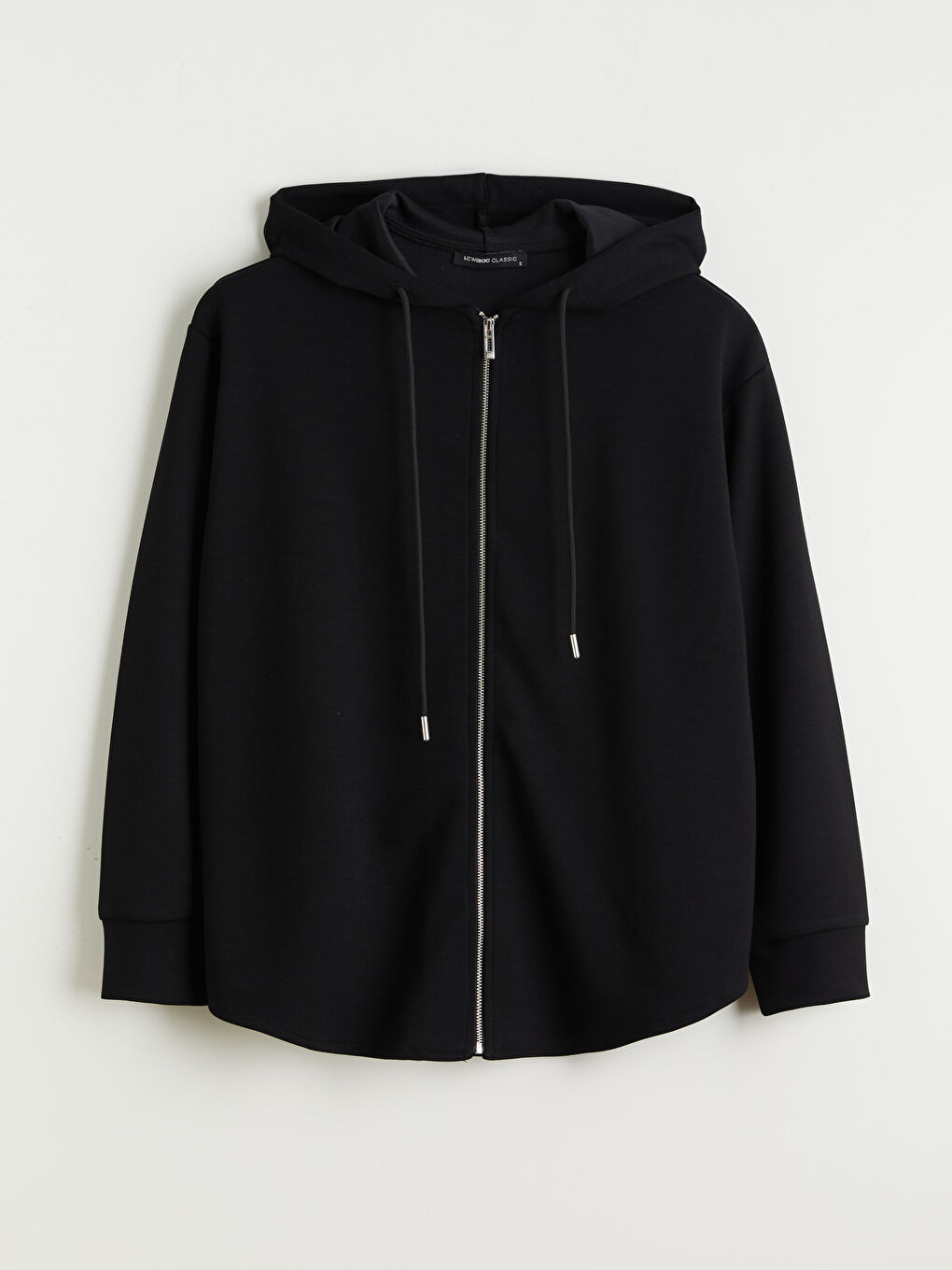 Siyah Kapüşonlu Oversize Kadın Fermuarlı Sweatshirt-10