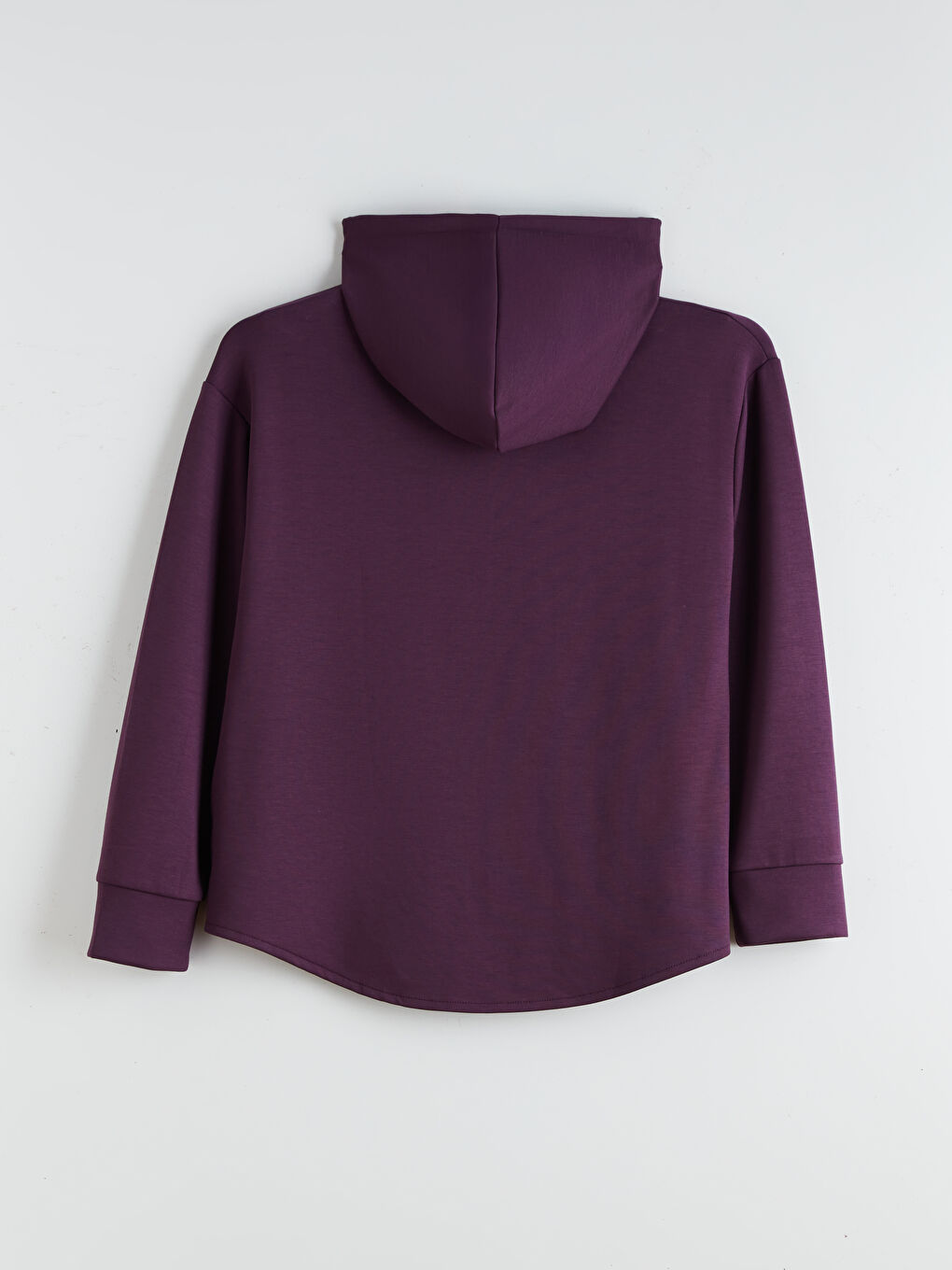 Mürdüm Kapüşonlu Oversize Kadın Fermuarlı Sweatshirt-5