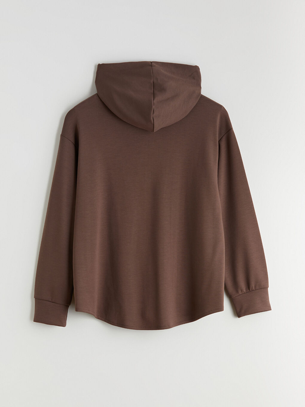 Kahverengi Kapüşonlu Oversize Kadın Fermuarlı Sweatshirt-7