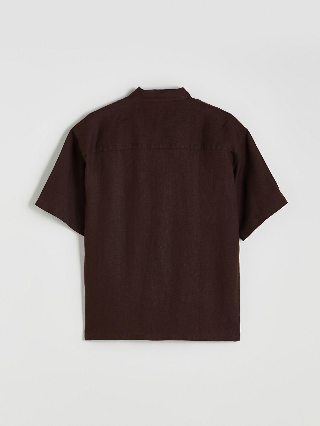 Mürdüm Regular Fit Kısa Kollu %100 Keten Erkek Gömlek-5