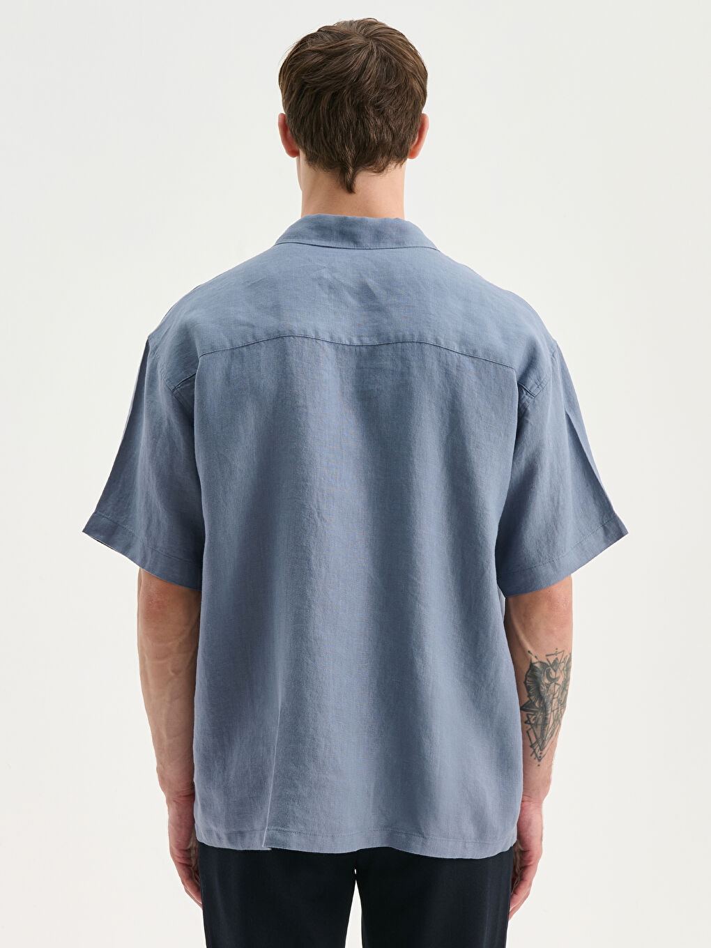 Mavi Regular Fit Kısa Kollu %100 Keten Erkek Gömlek-3