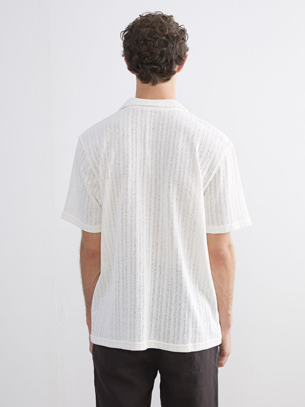 Ekru Regular Fit Resort Yaka Kısa Kollu Erkek Gömlek-6