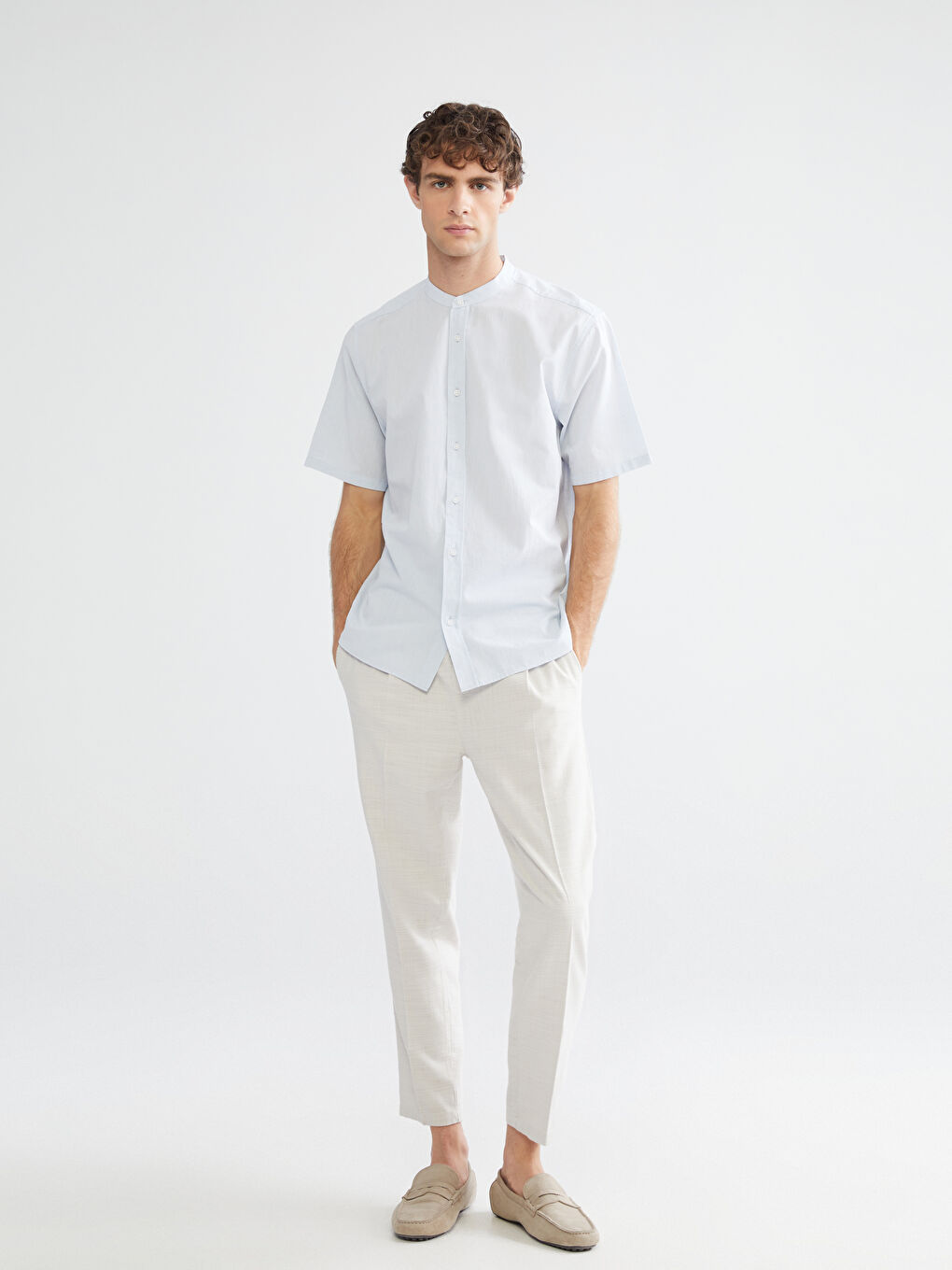 Mavi Regular Fit Kısa Kollu Keten Karışımlı Erkek Gömlek-2