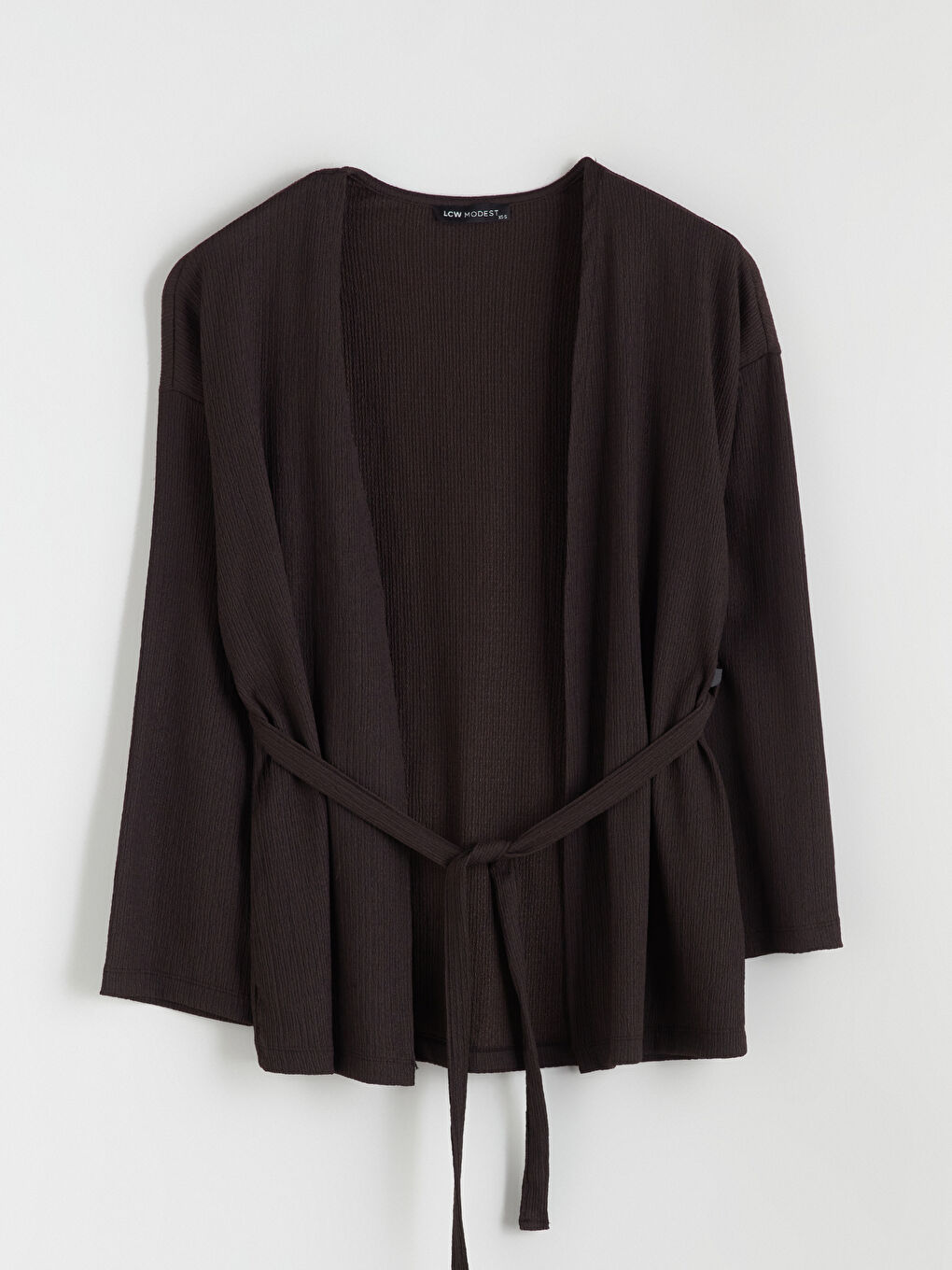 Kahverengi Şal Yaka Dokulu Kadın Hırka-8