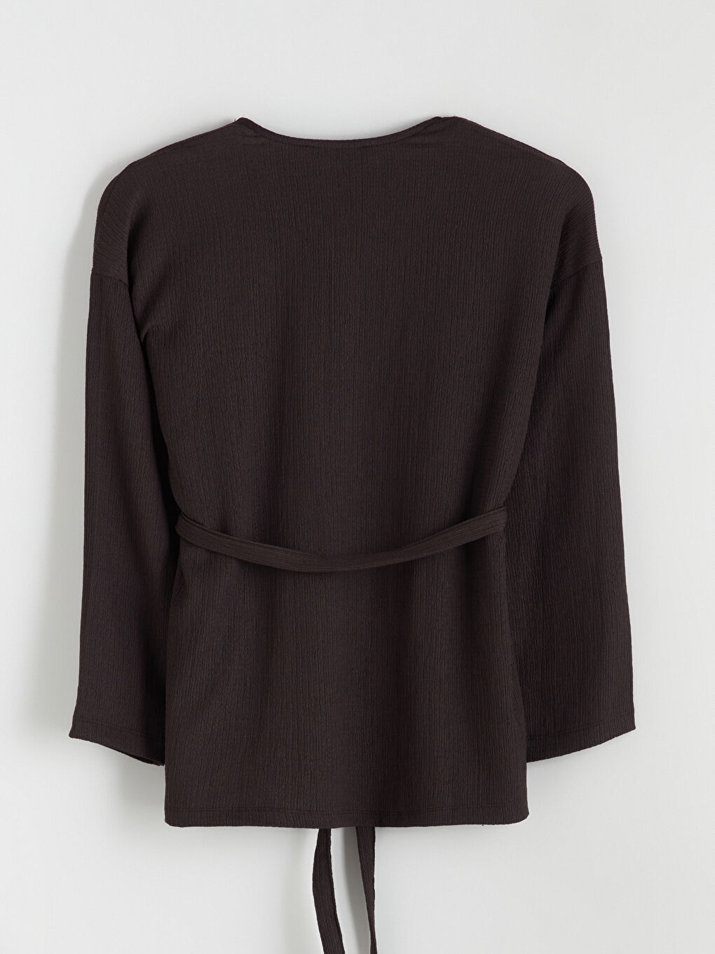 Kahverengi Şal Yaka Dokulu Kadın Hırka-9