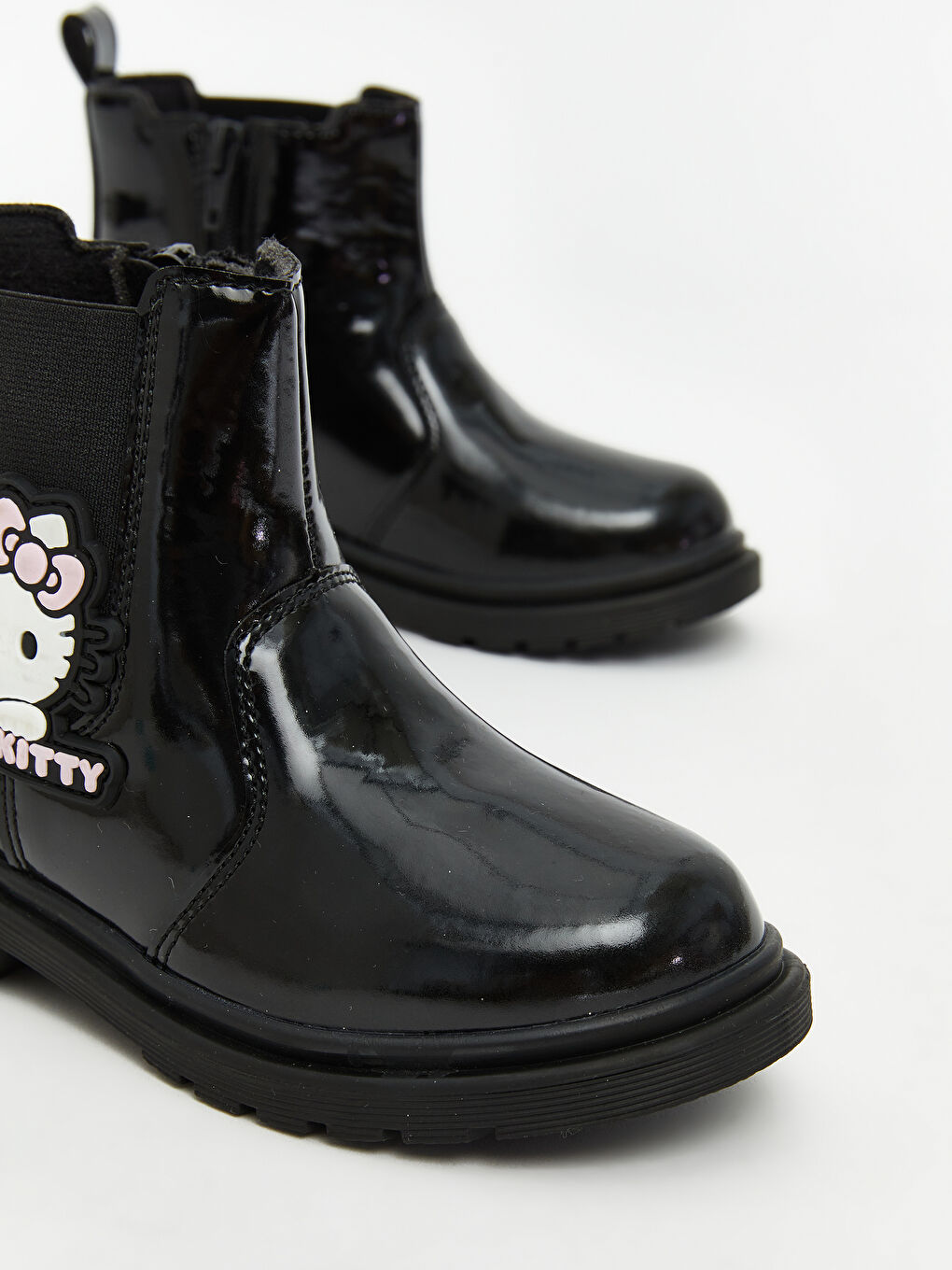 Siyah Hello Kitty Baskılı Kız Bebek Yağmur Botu-2