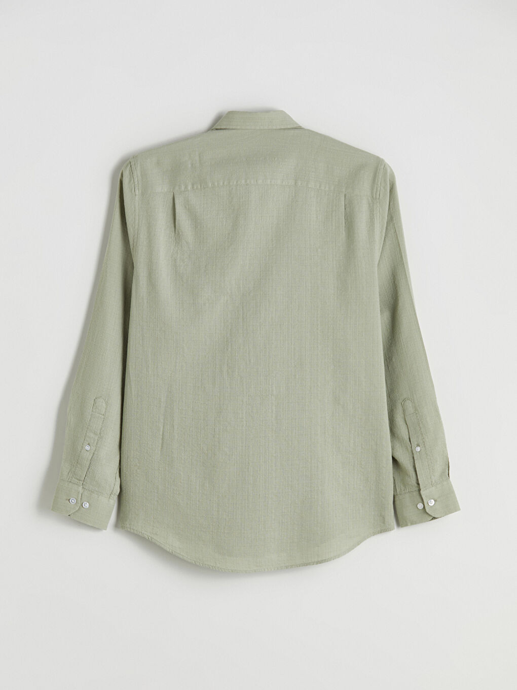 Yeşil Regular Fit Uzun Kollu Armürlü Erkek Gömlek-5