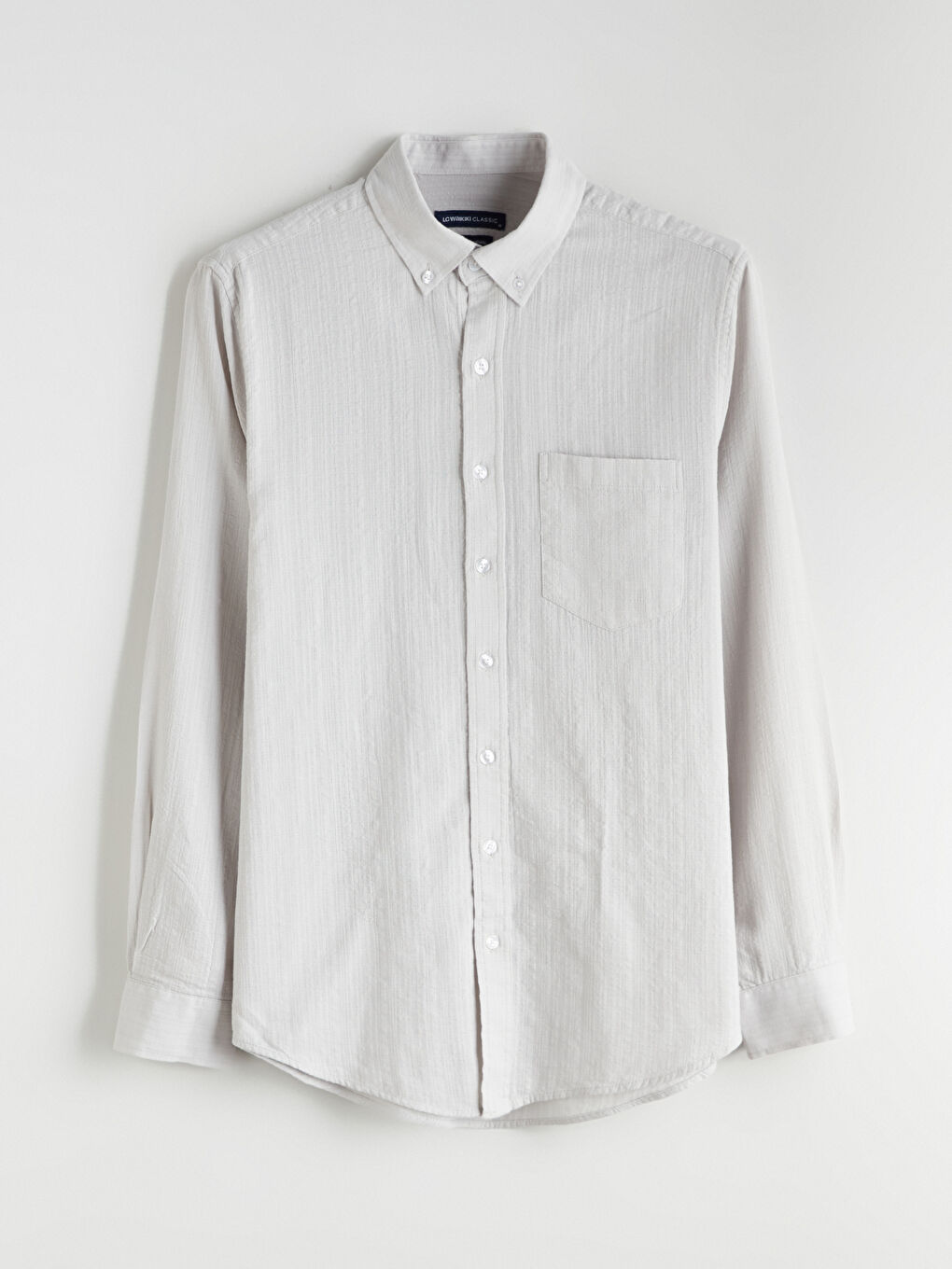 Bej Regular Fit Uzun Kollu Armürlü Erkek Gömlek-4