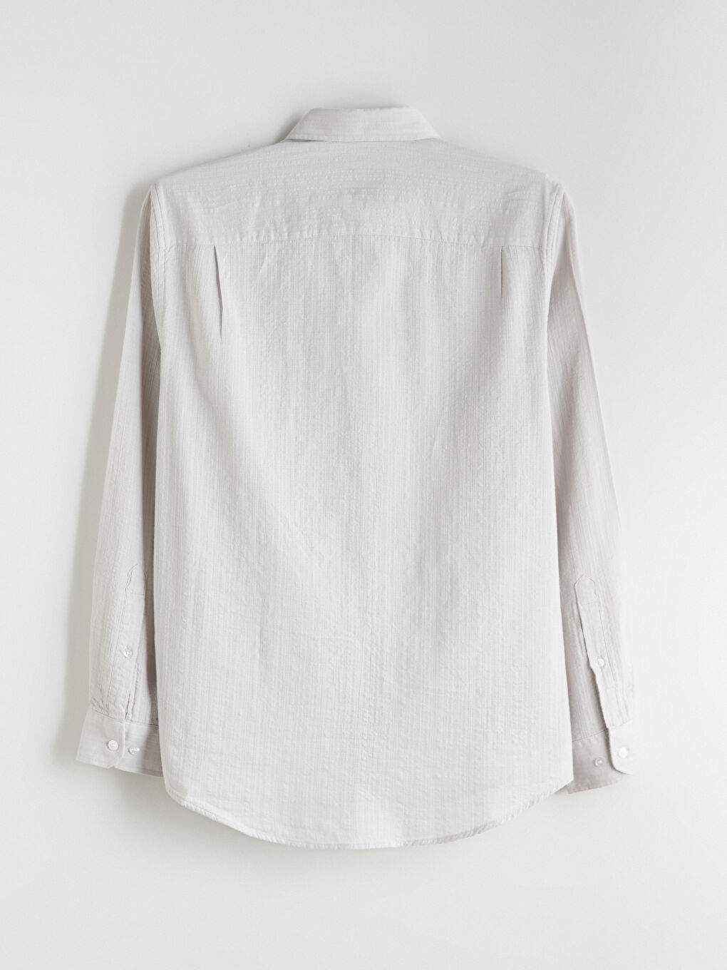 Bej Regular Fit Uzun Kollu Armürlü Erkek Gömlek-5