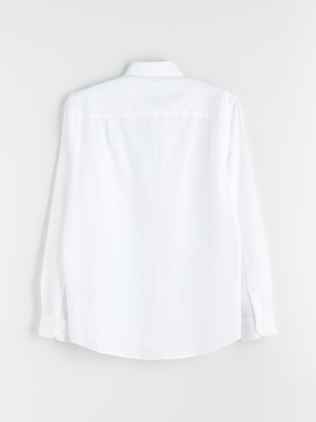 Beyaz Regular Fit Uzun Kollu Armürlü Erkek Gömlek-5