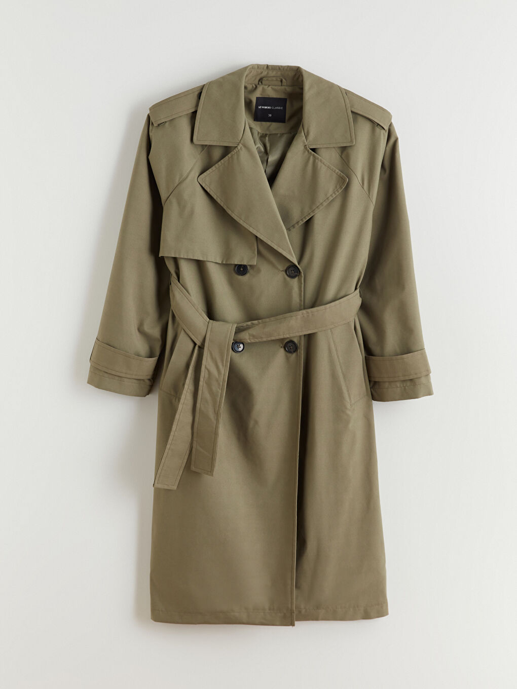 Haki Ceket Yaka Kadın Trençkot-5