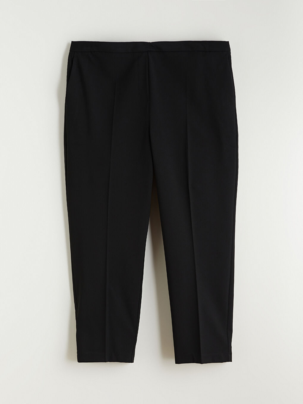 Siyah Büyük Beden Yüksek Bel Cigarette Kadın Pantolon-5