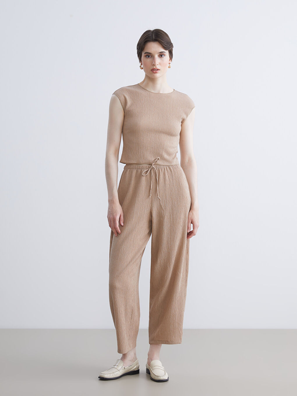 Crew Neck Textured Blouse-1