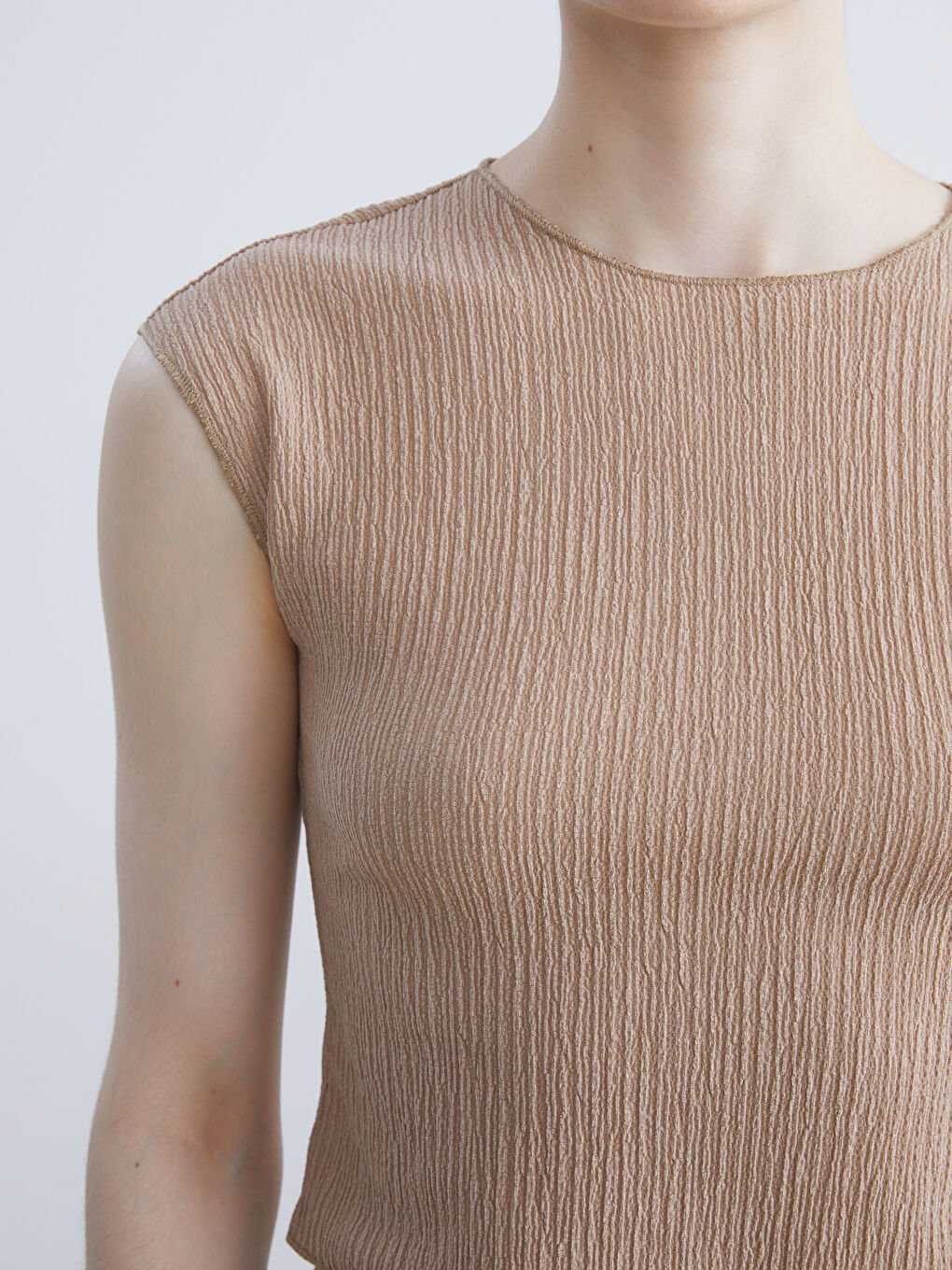 Crew Neck Textured Blouse-2