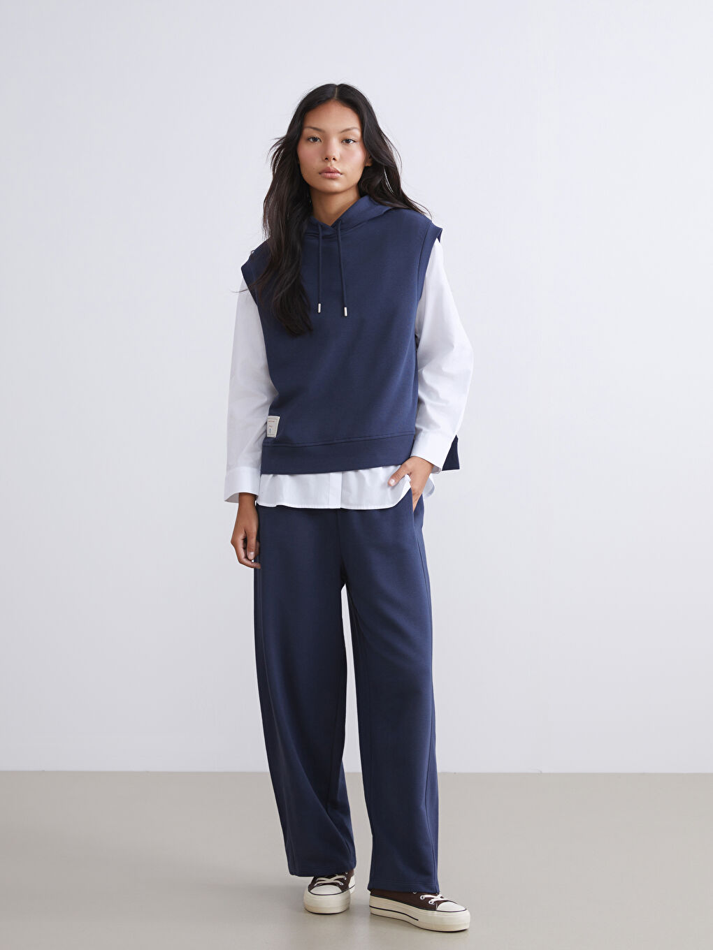 Lacivert Kapüşonlu Kadın Tunik-4