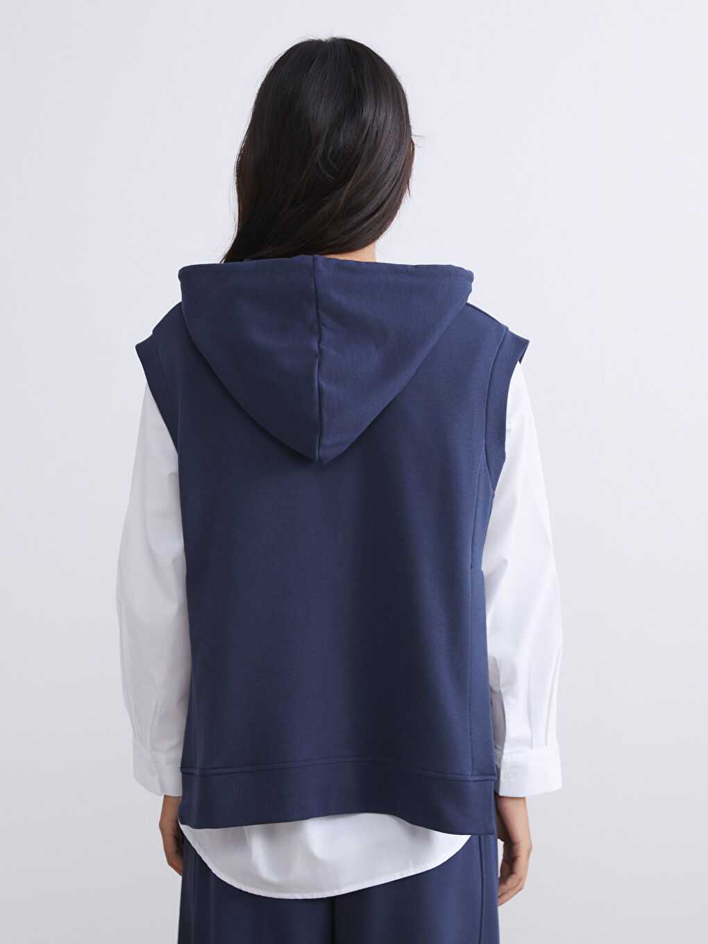 Lacivert Kapüşonlu Kadın Tunik-8