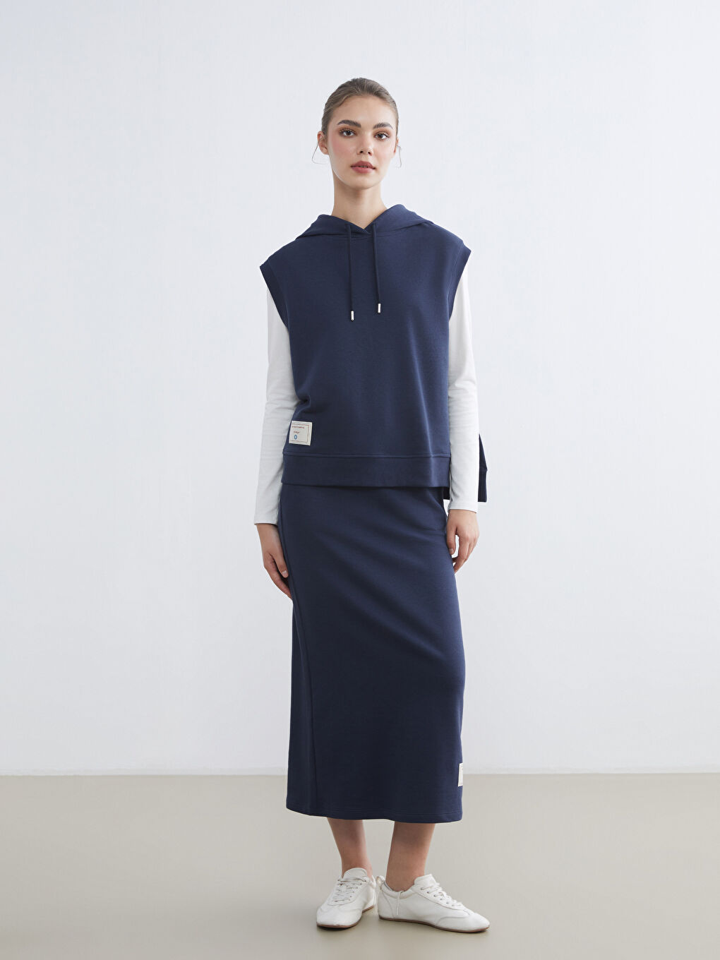 Lacivert Kapüşonlu Kadın Tunik-3