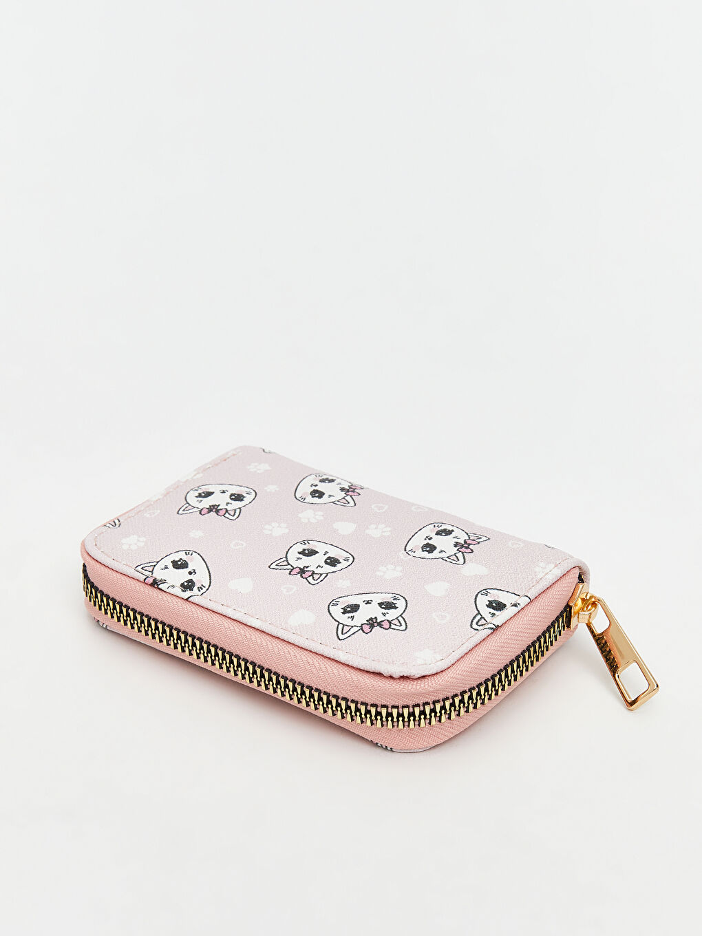 Pembe Kedi Baskılı Kız Çocuk Cüzdan-1