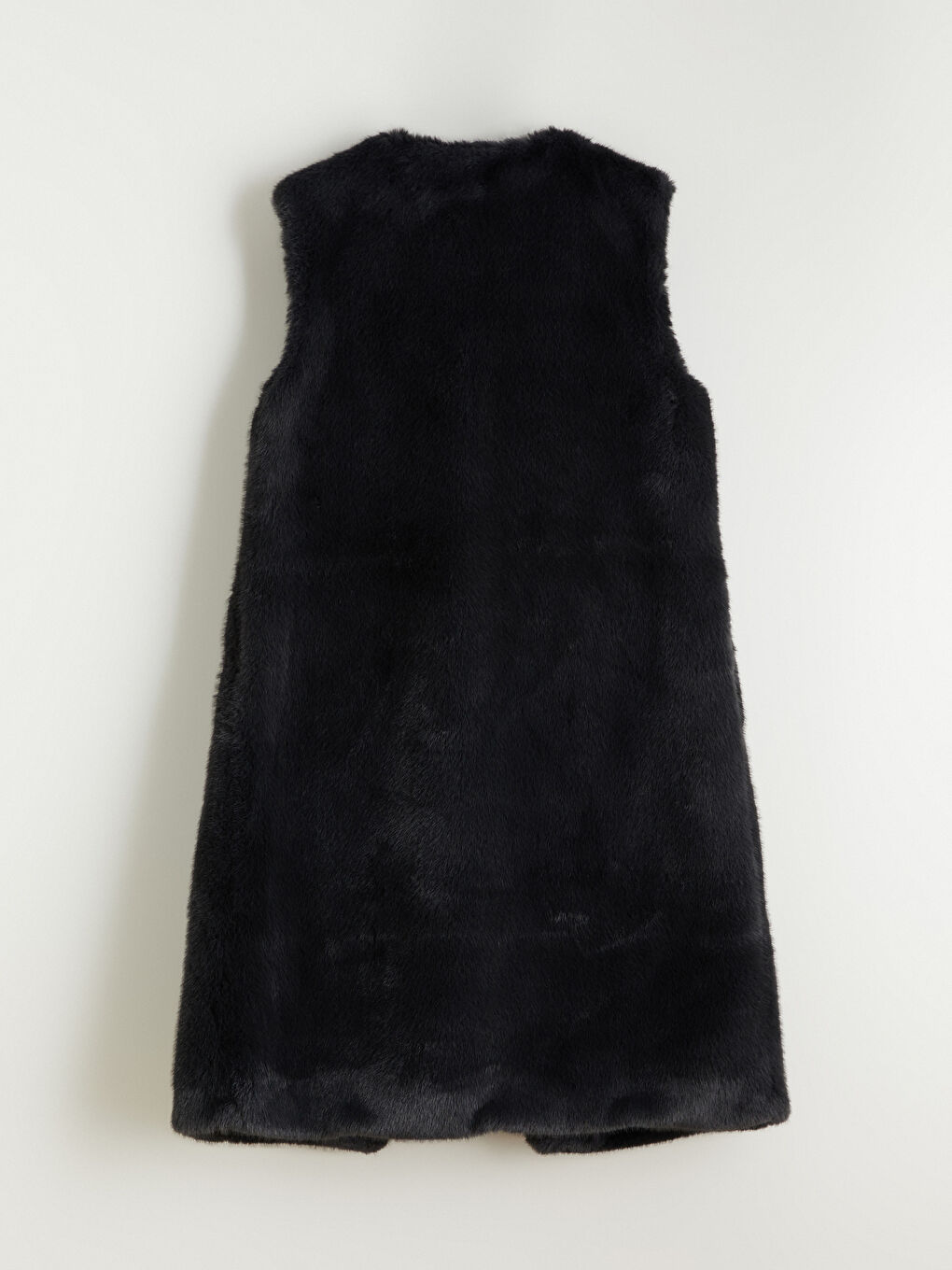 Siyah Bisiklet Yaka Kadın Kürk Yelek-7