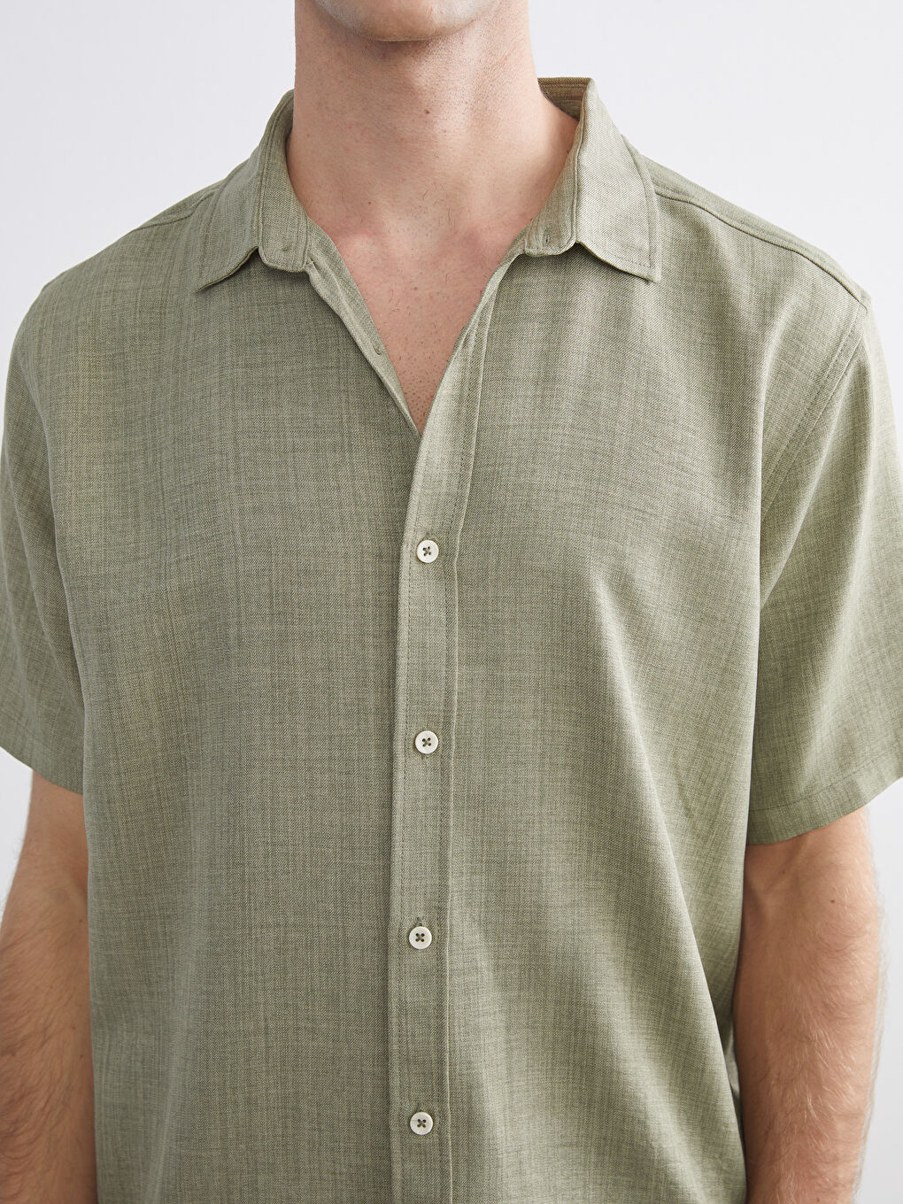 Yeşil Regular Fit Kısa Kollu Erkek Gömlek-5