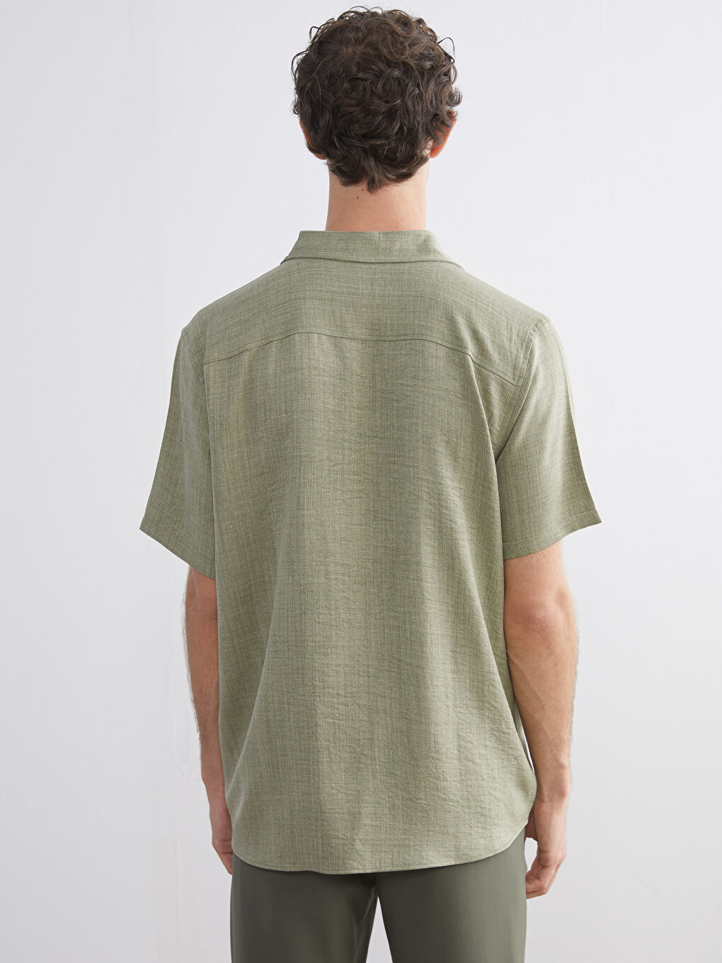 Yeşil Regular Fit Kısa Kollu Erkek Gömlek-7