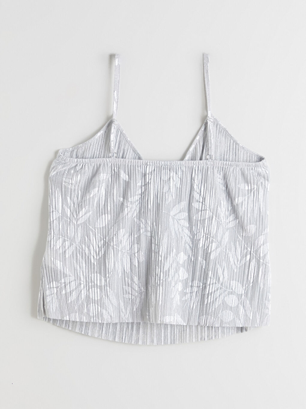 Gri V Yaka Çiçekli Askılı Kadın Şortlu Pijama Takımı-6