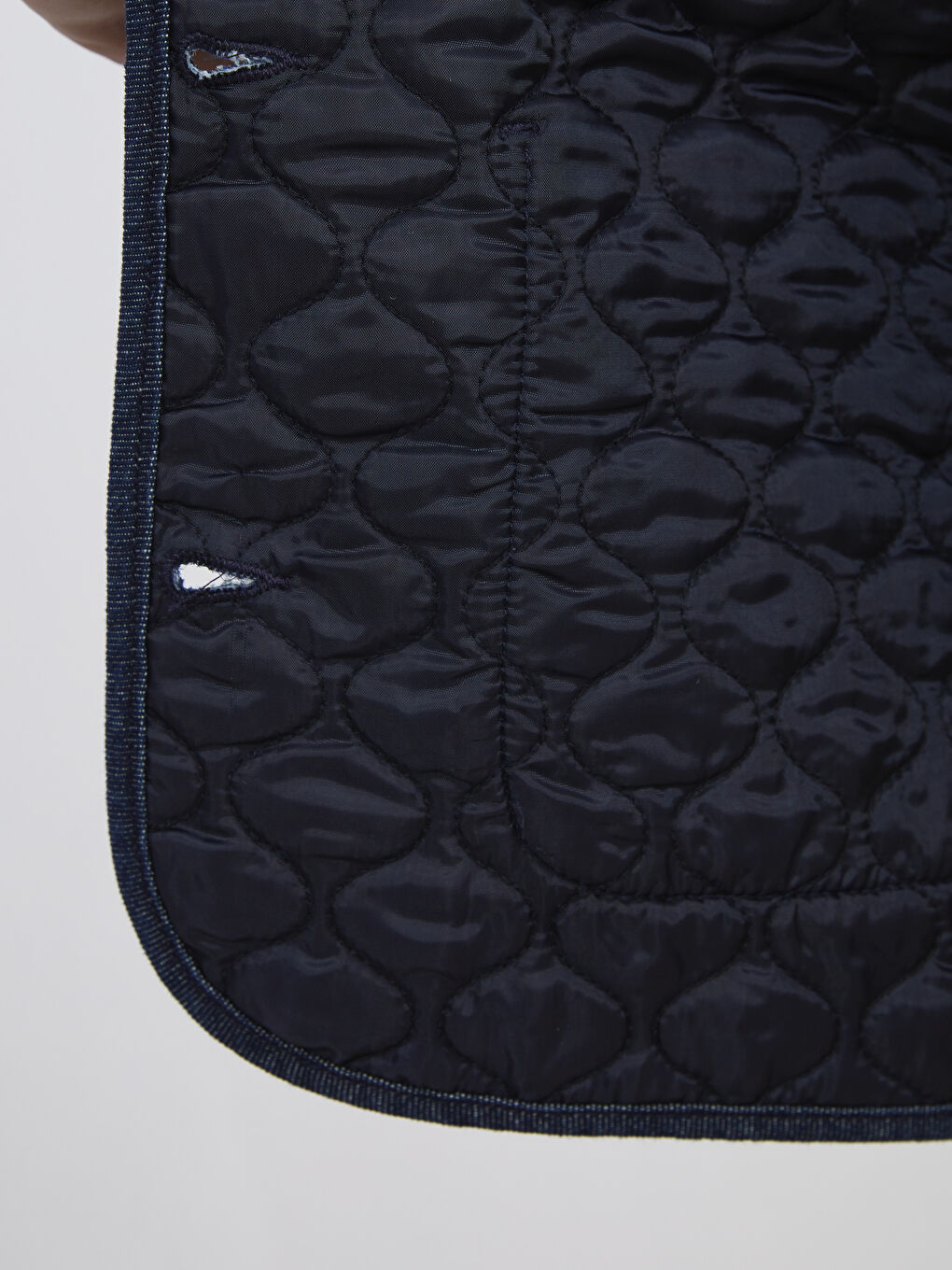 İndigo Bisiklet Yaka Kapitone Oversize Kadın Jean Ceket-3