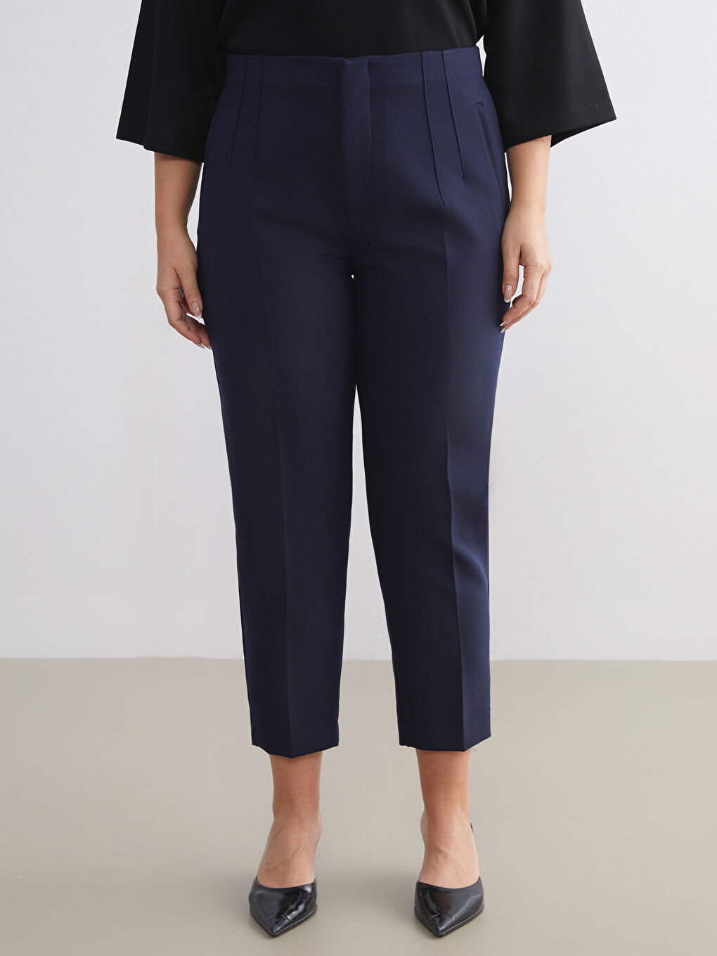 Lacivert Havuç Kesim Kadın Pantolon-5