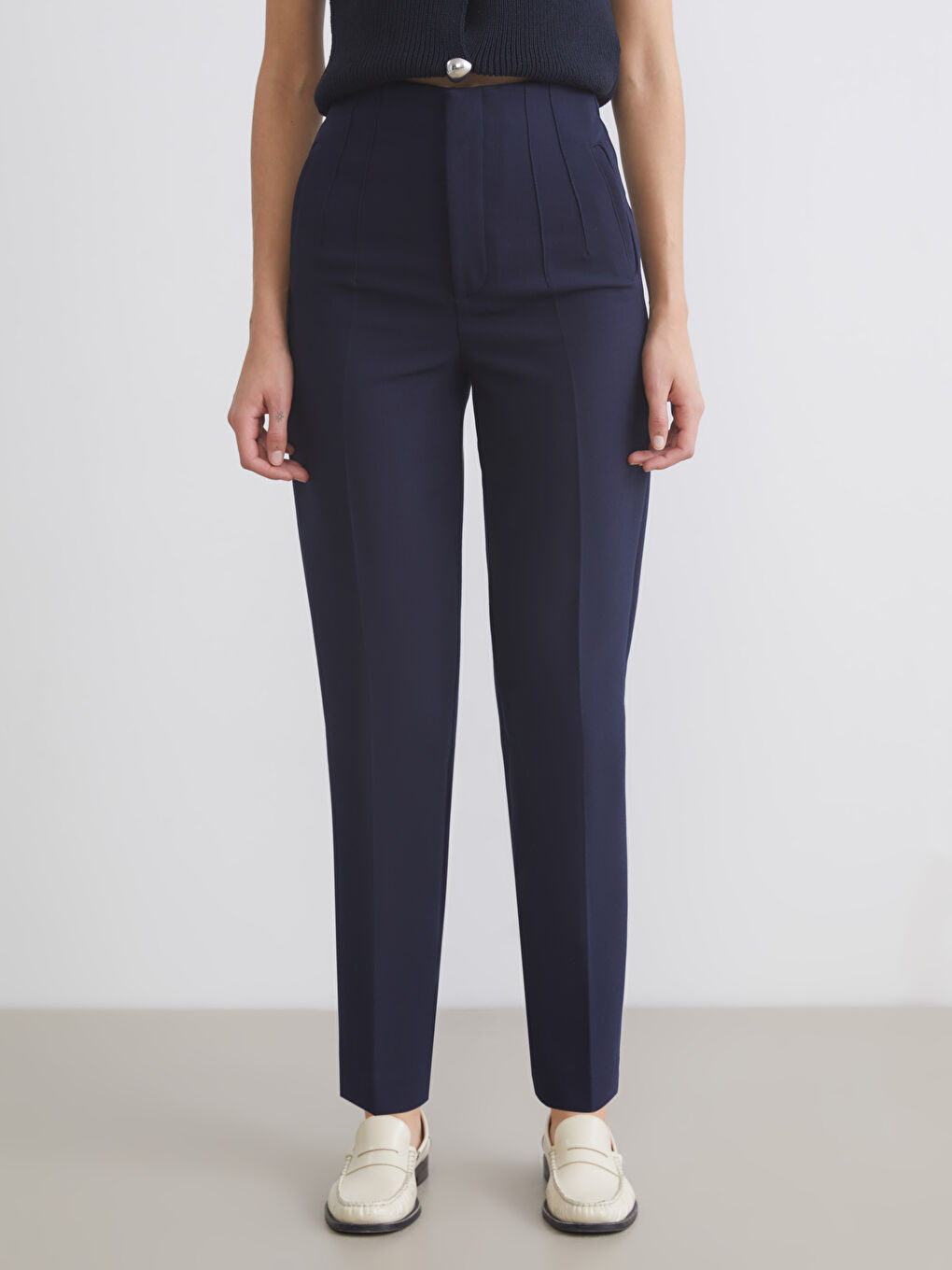 Lacivert Havuç Kesim Kadın Pantolon-4