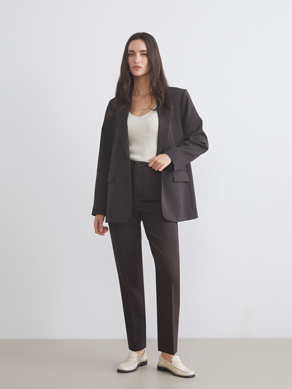 Kahverengi Havuç Kesim Kadın Pantolon