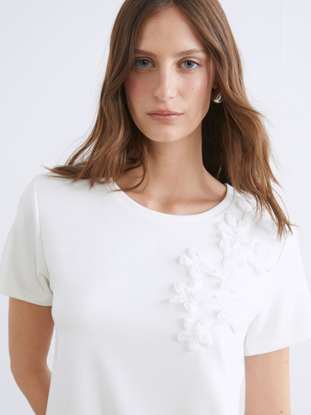 Crew Neck Embellished Women's T-Shirt-1