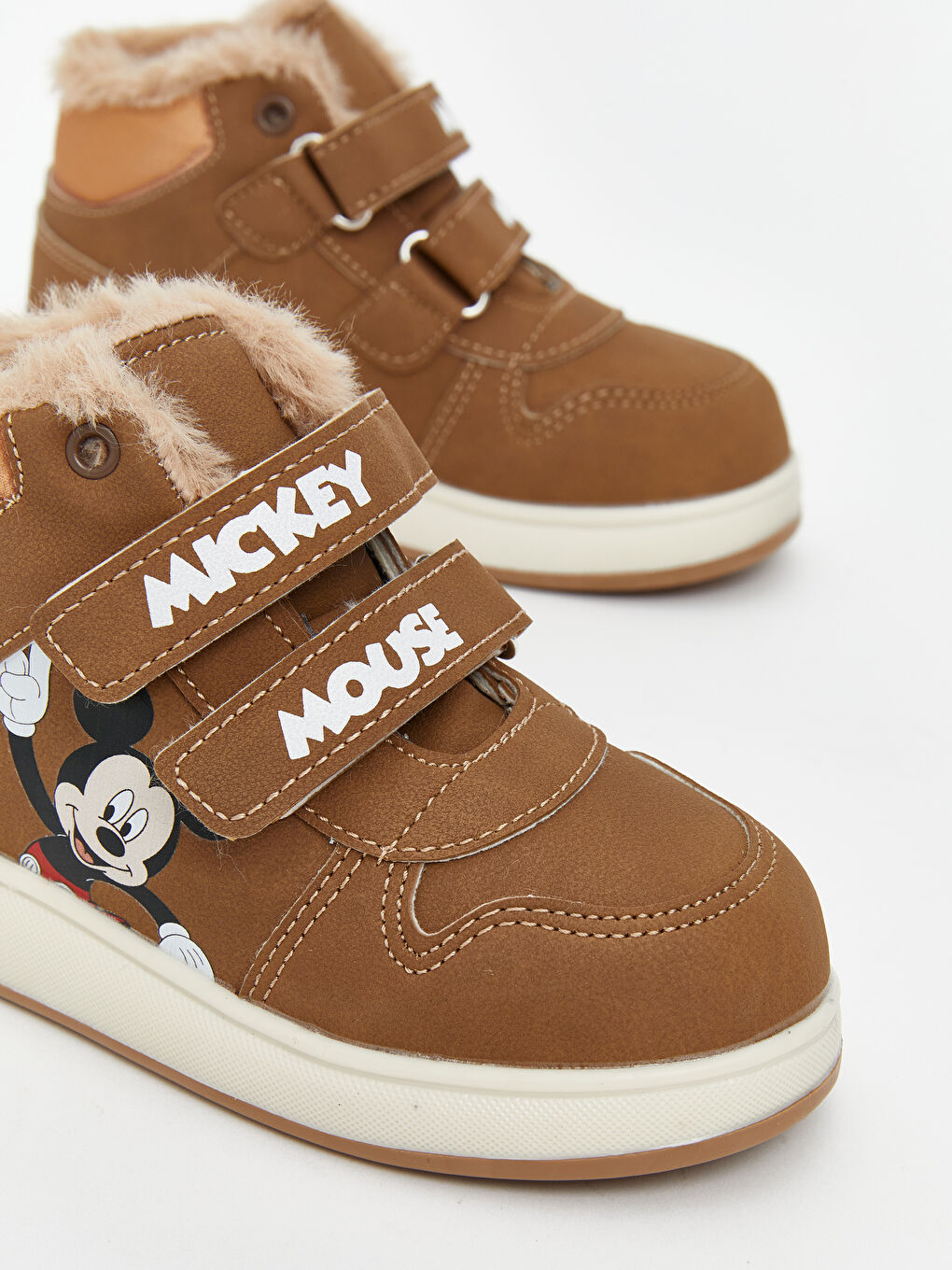 Kahverengi Mickey Mouse Baskılı Erkek Bebek Bot-2