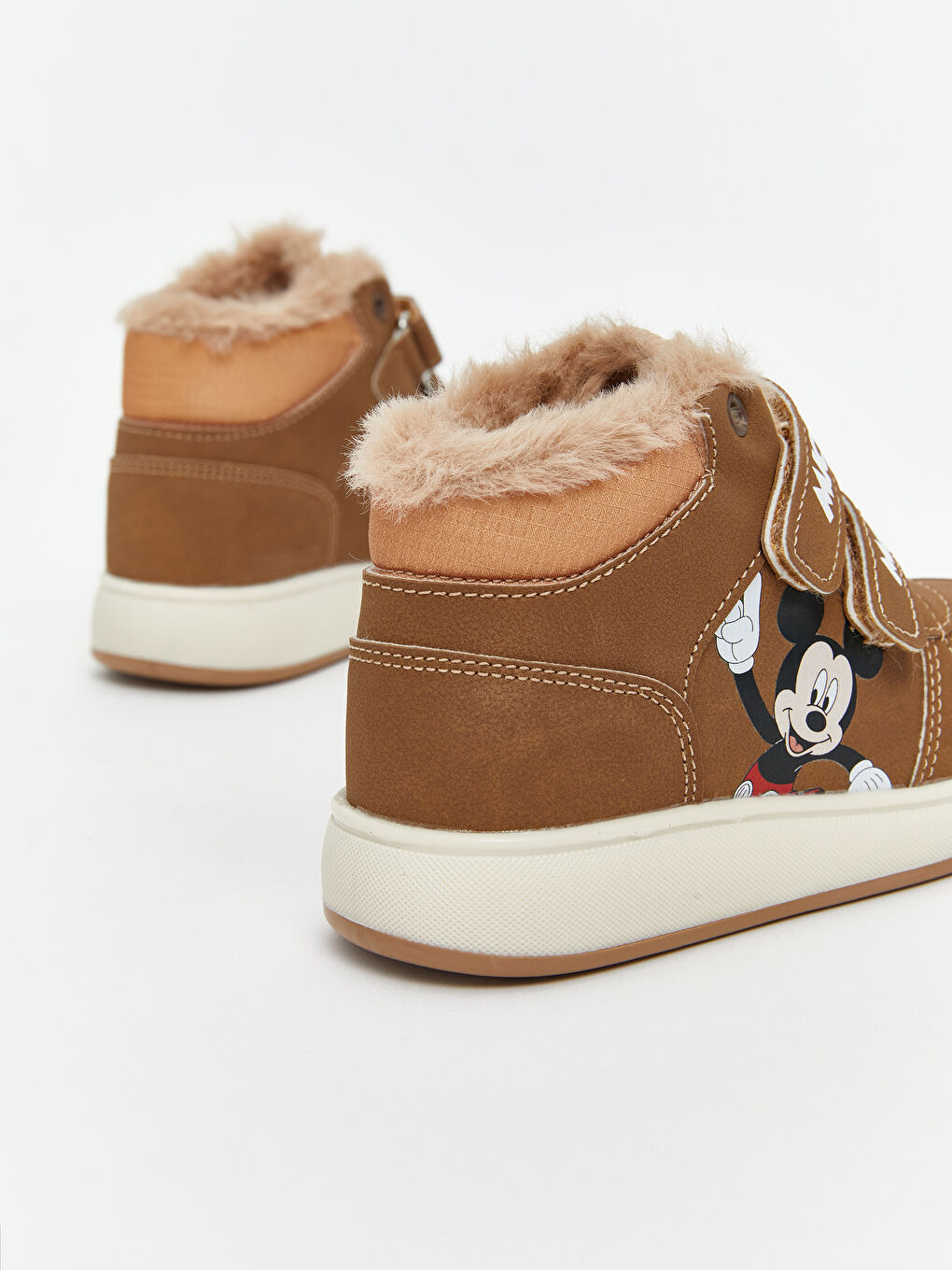 Kahverengi Mickey Mouse Baskılı Erkek Bebek Bot-4