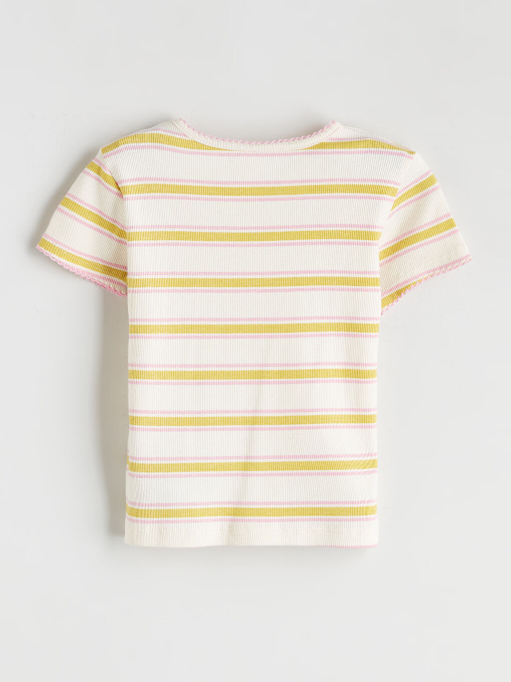 Yeşil Bisiklet Yaka Çizgili Kız Çocuk Tişört-1