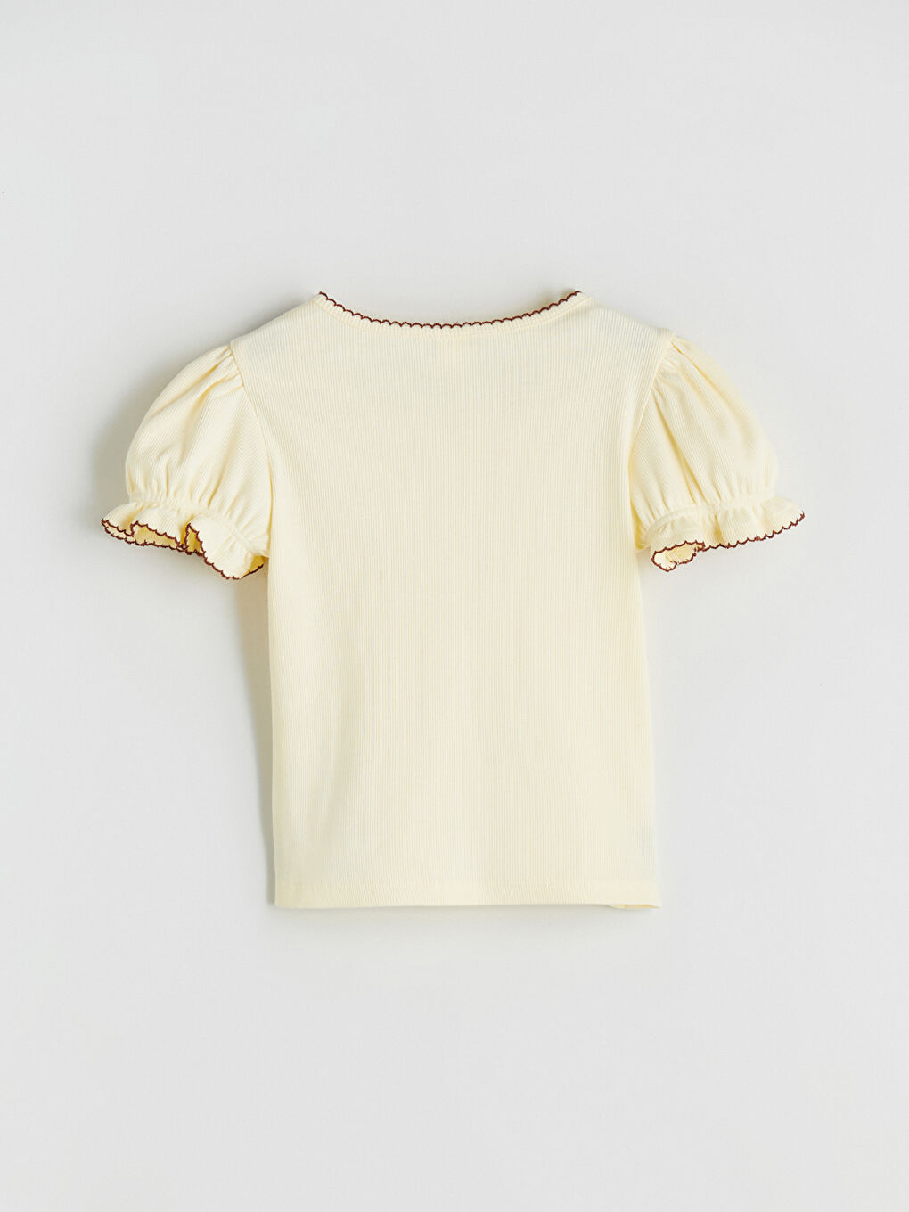 Bej Kare Yaka Kız Çocuk Tişört-2