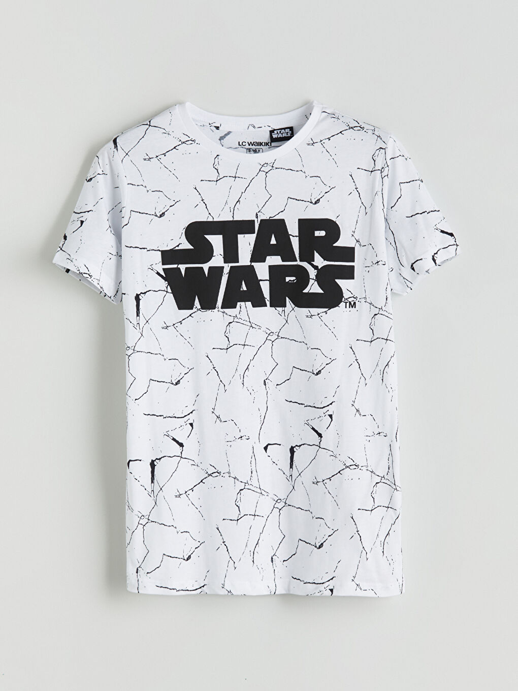 Beyaz Bisiklet Yaka Star Wars Baskılı Erkek Çocuk Tişört