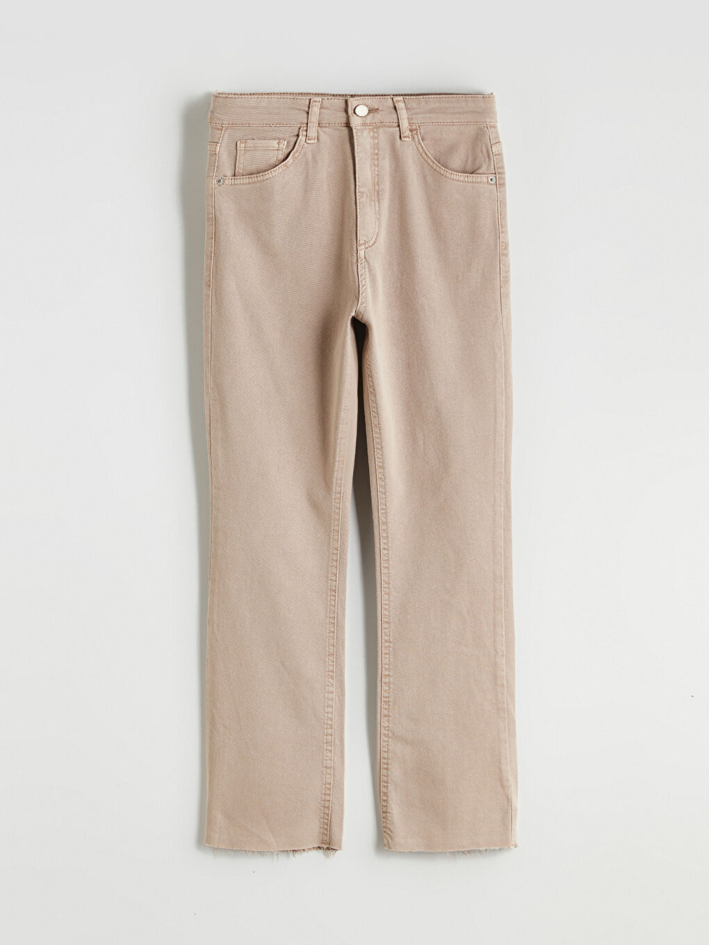 Kahverengi Crop Flare Kadın Jean Pantolon-4