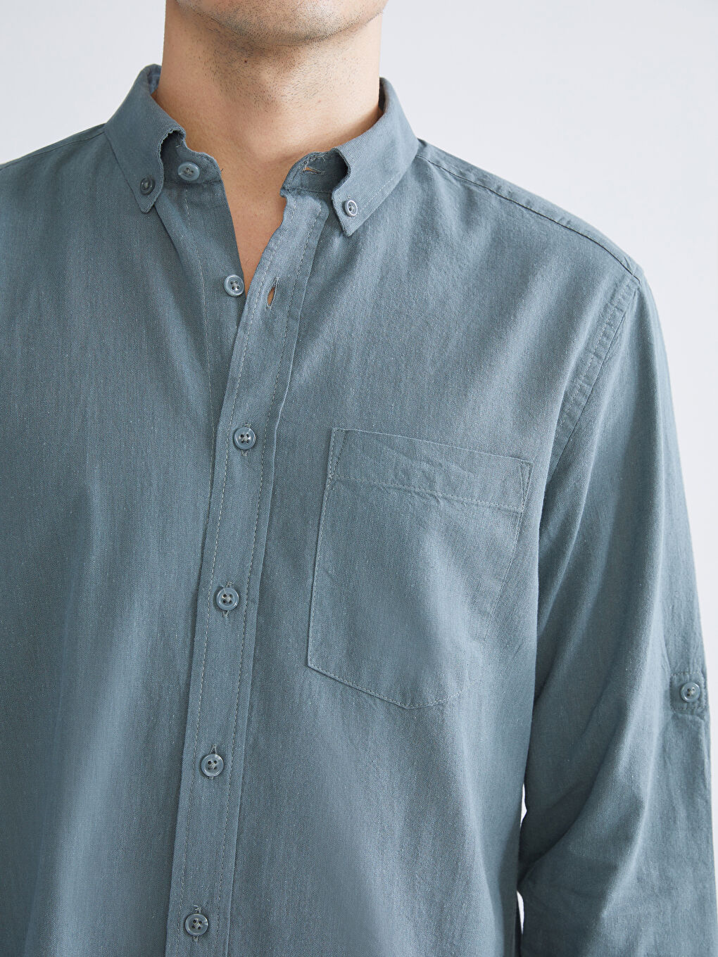 Yeşil Regular Fit Uzun Kollu Poplin Erkek Gömlek-2