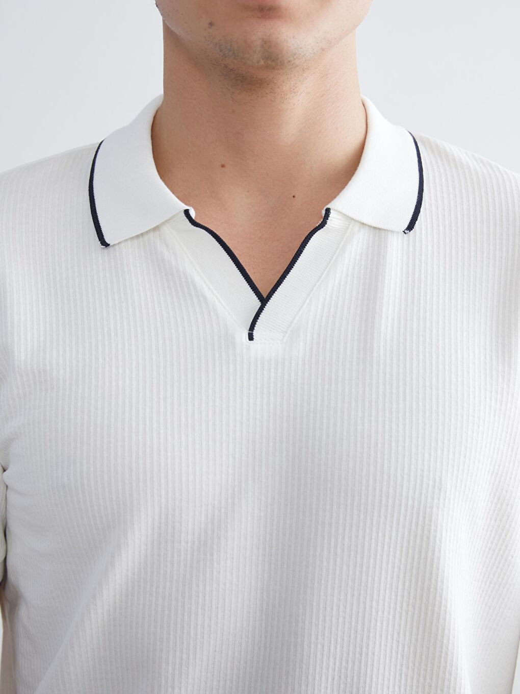 Ekru Polo Yaka Penye Erkek Tişört-2