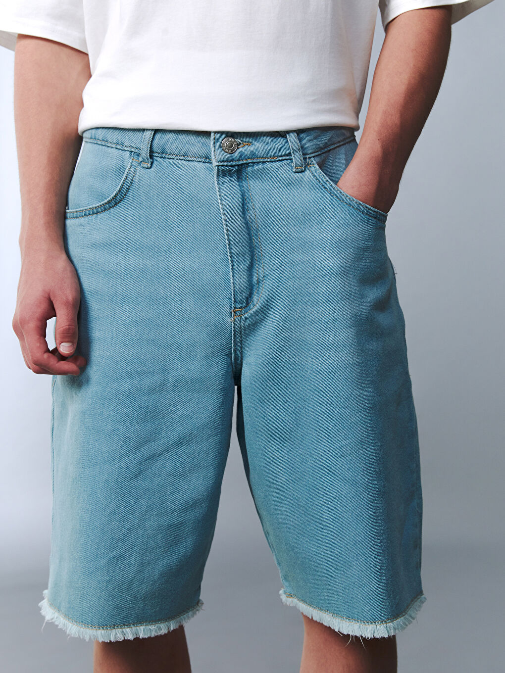 İndigo Genç Erkek Jean Bermuda-2