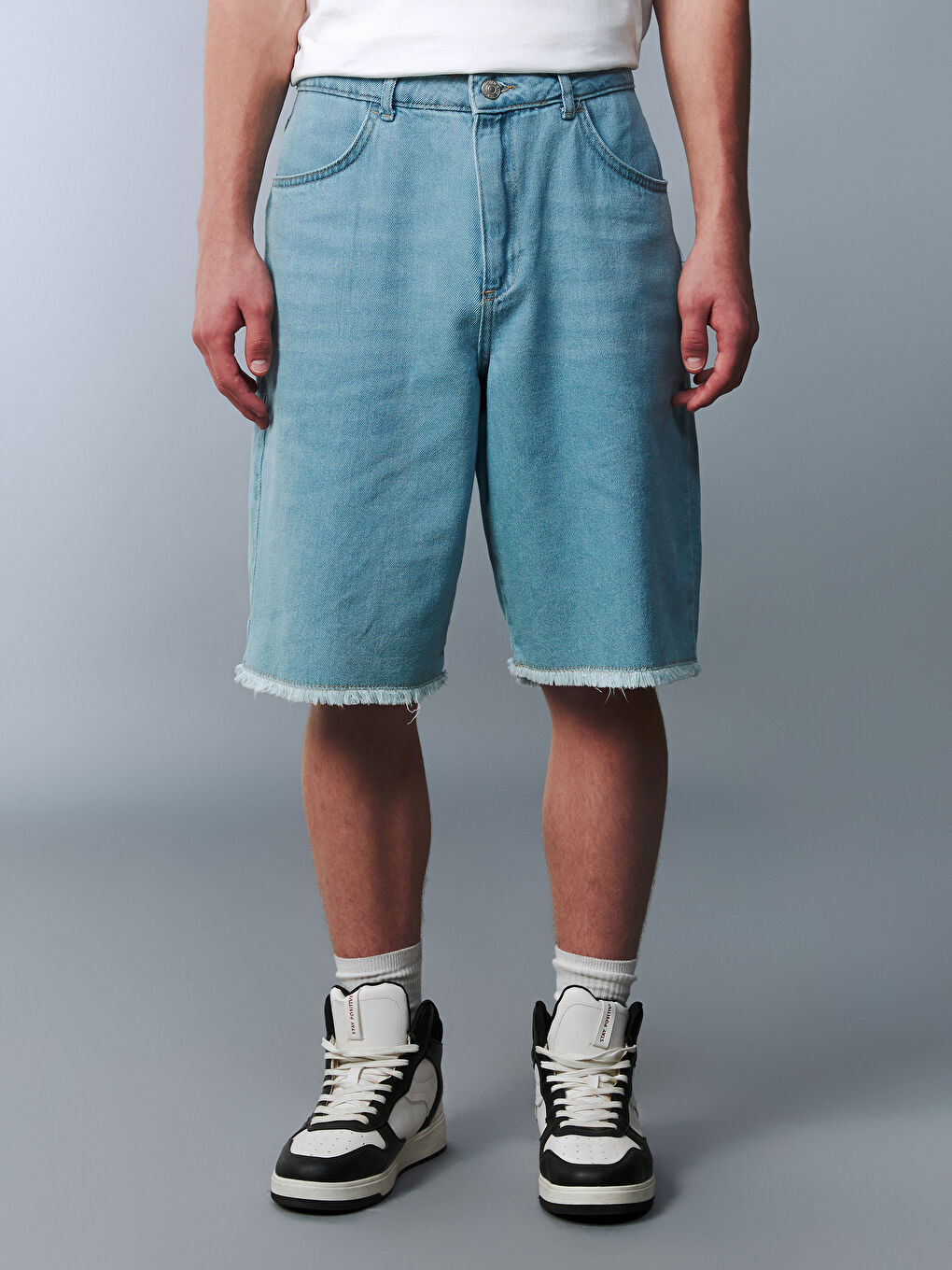 İndigo Genç Erkek Jean Bermuda-1