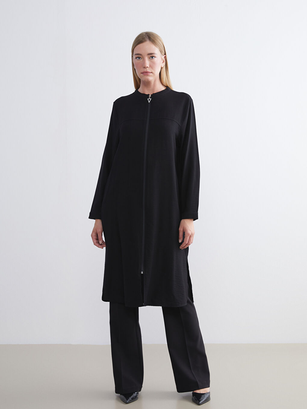 Siyah Bisiklet Yaka Elbise-1