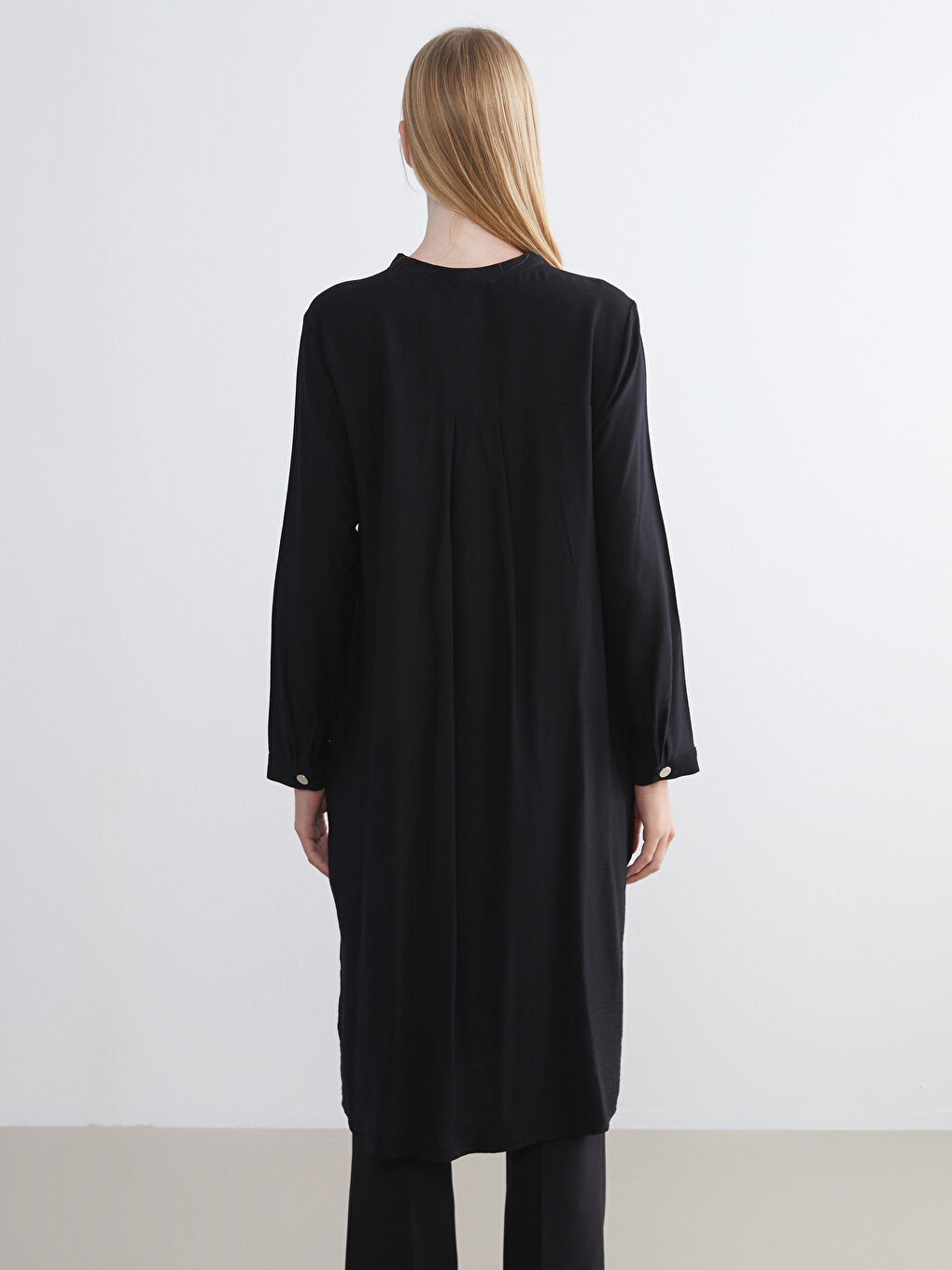 Siyah Bisiklet Yaka Elbise-3