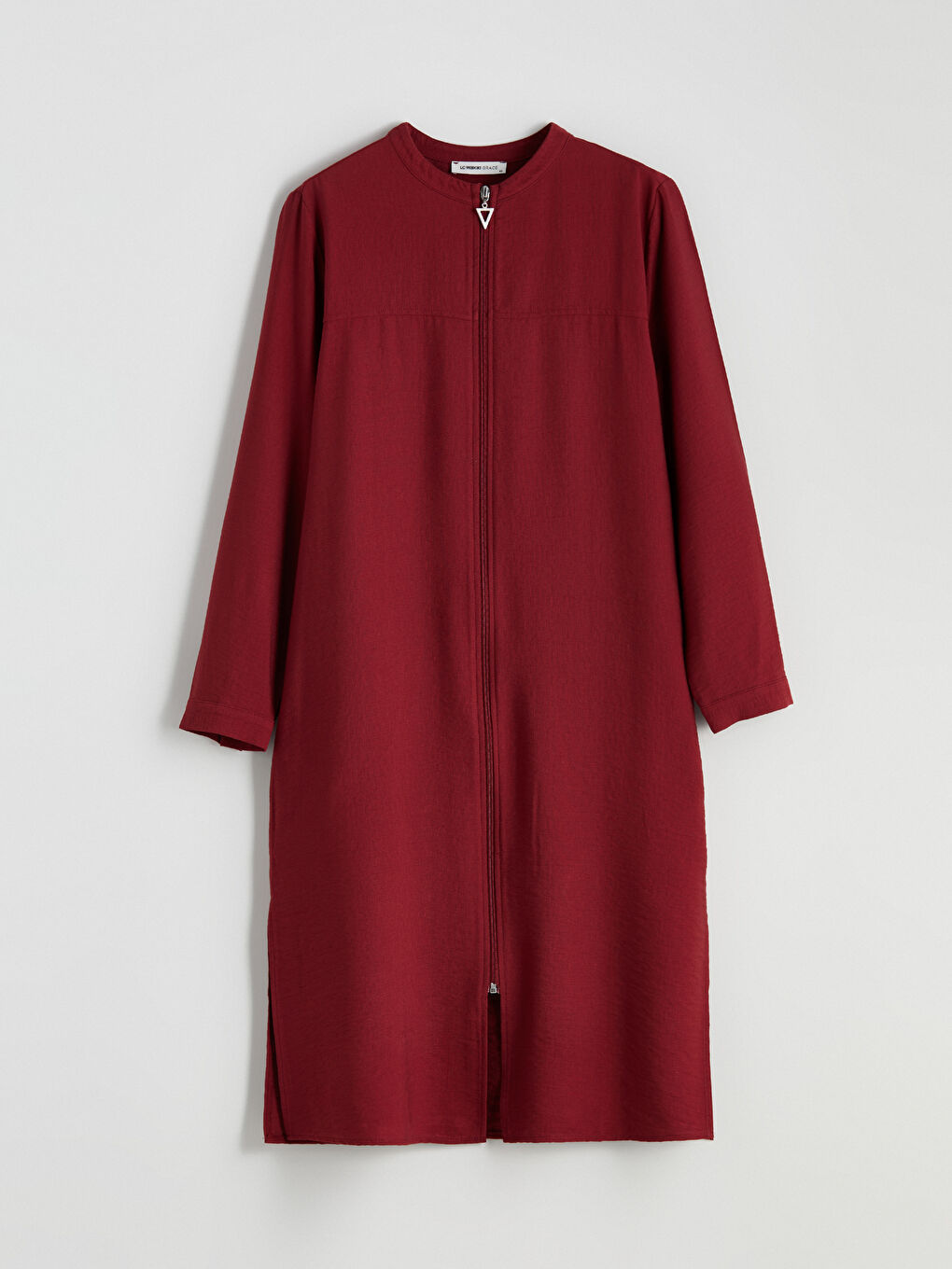 Bordo Bisiklet Yaka Elbise-4