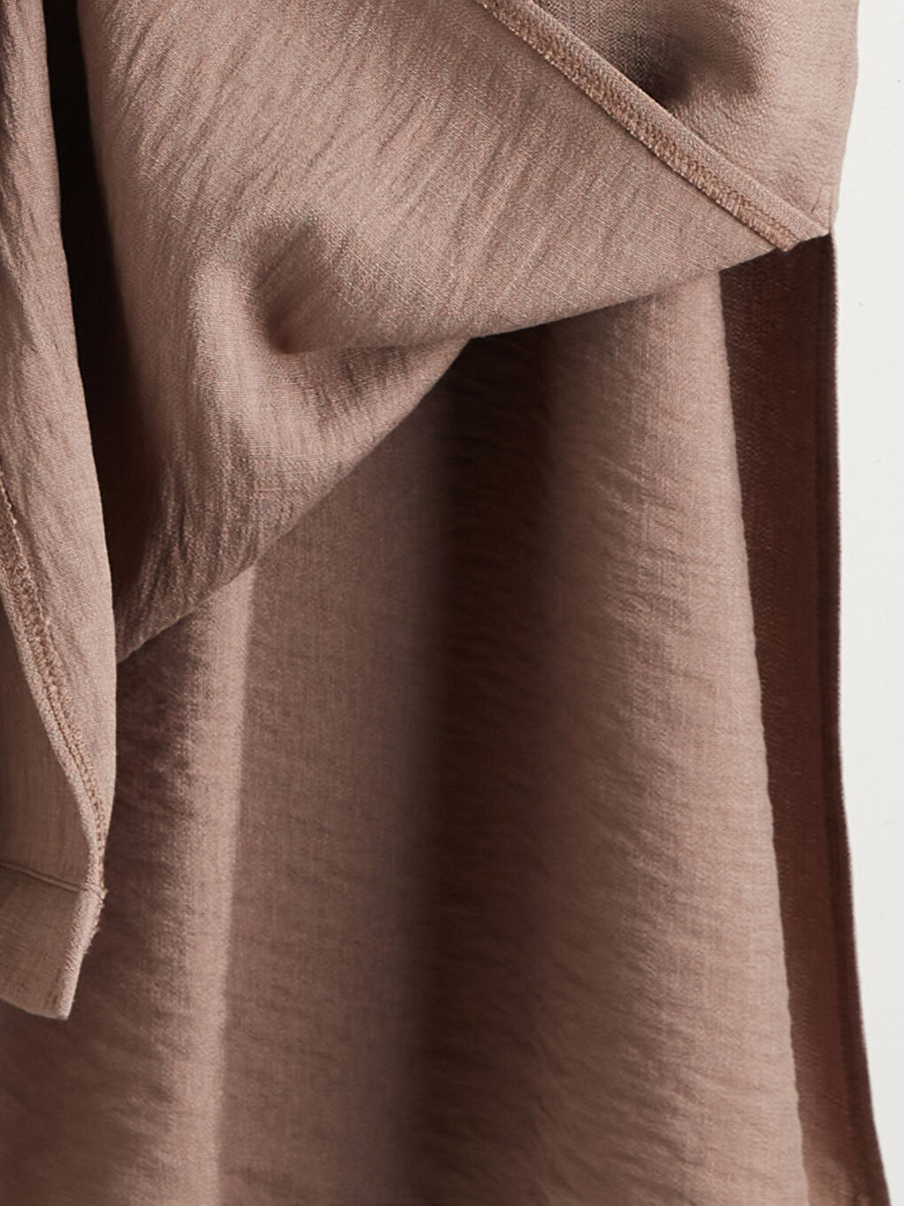 Kahverengi Bisiklet Yaka Keten Görünümlü Gömlek Elbise-6