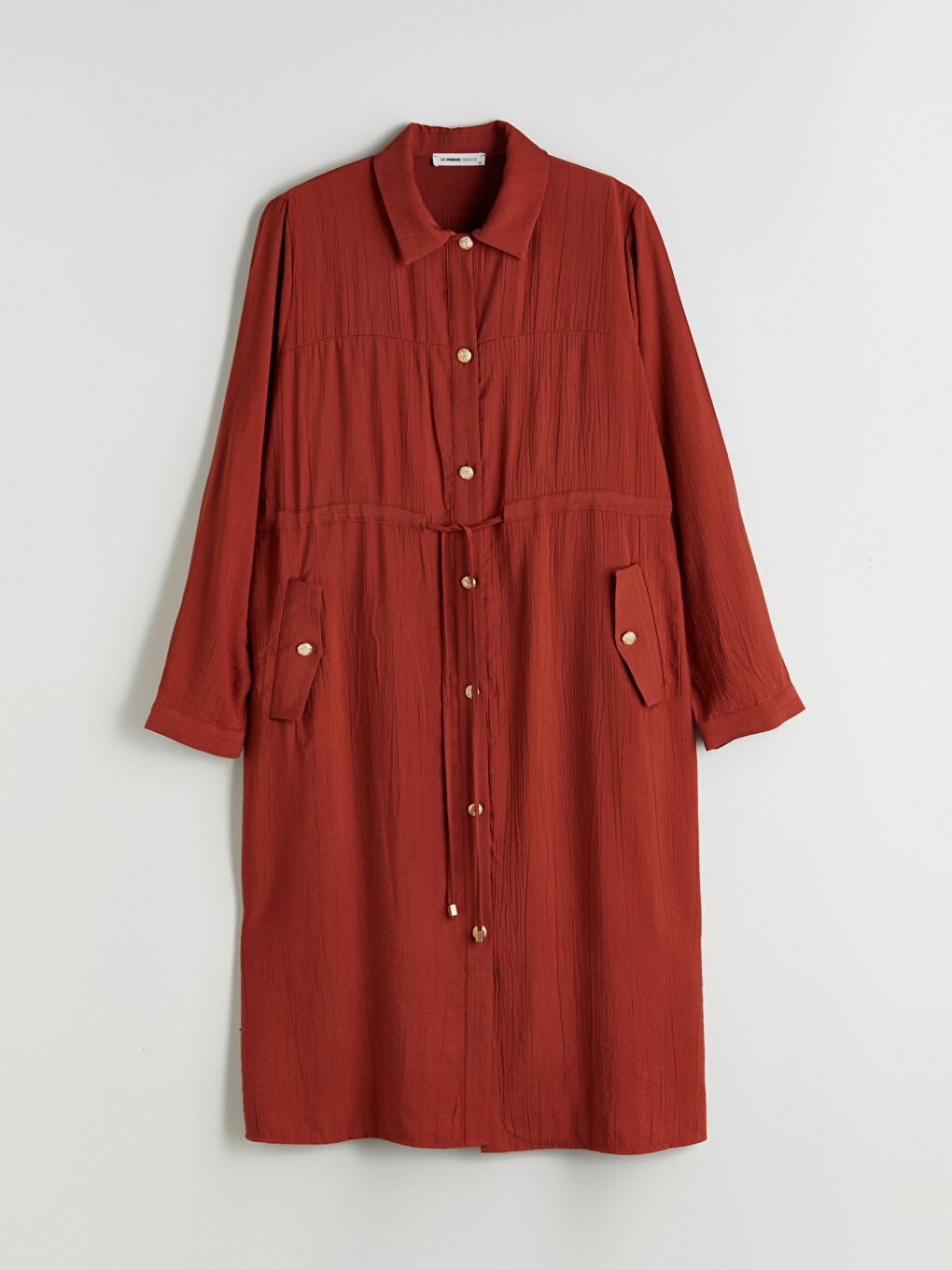 Kahverengi Gömlek Yaka Kadın Ferace-4