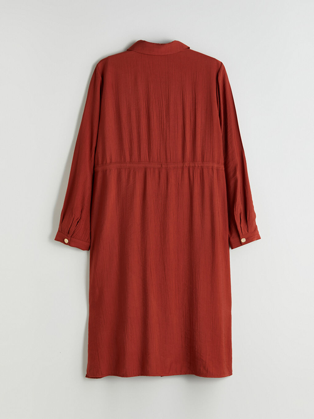 Kahverengi Gömlek Yaka Kadın Ferace-5