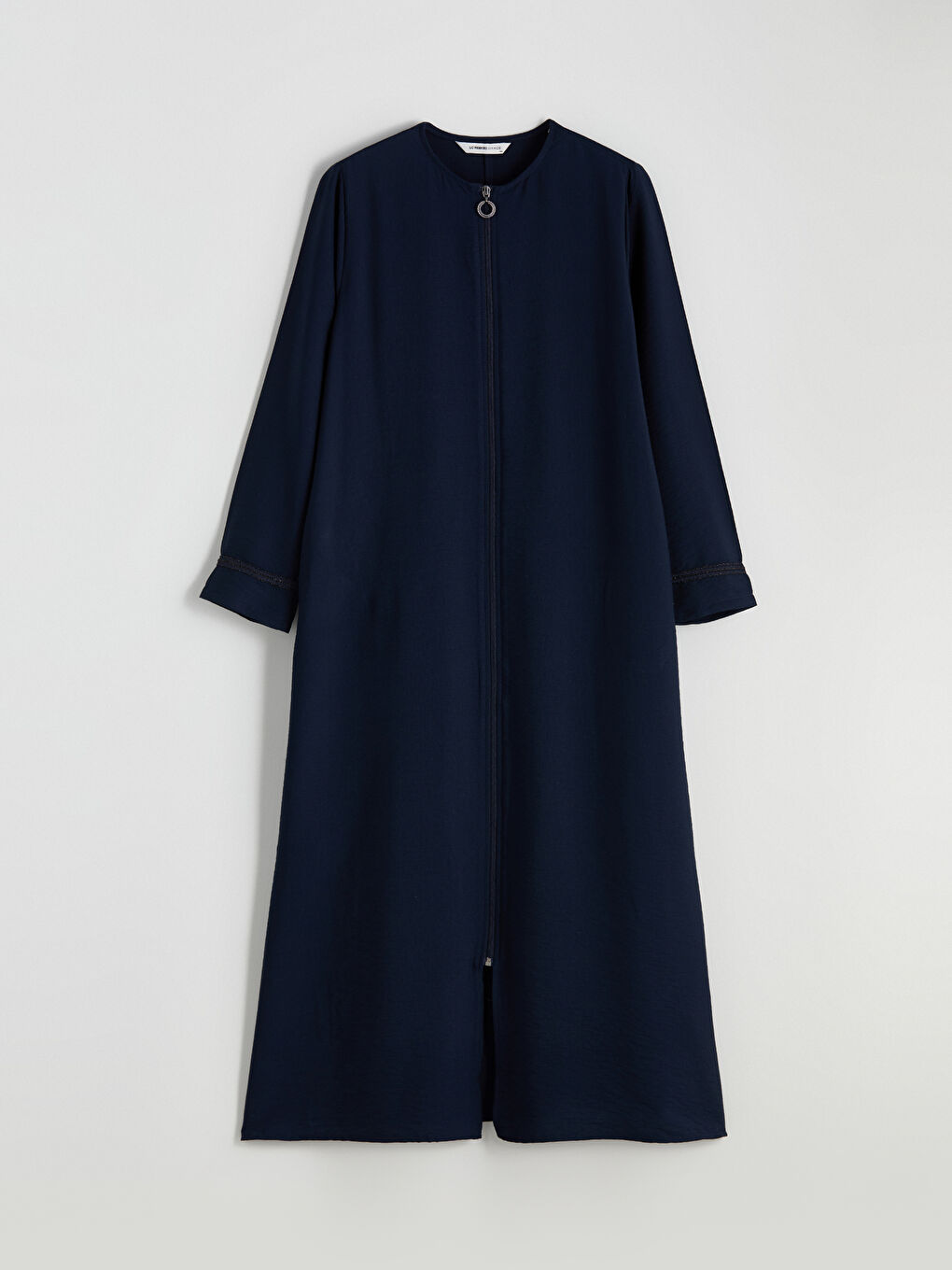 Lacivert Bisiklet Yaka Keten Görünümlü Kadın Ferace-4